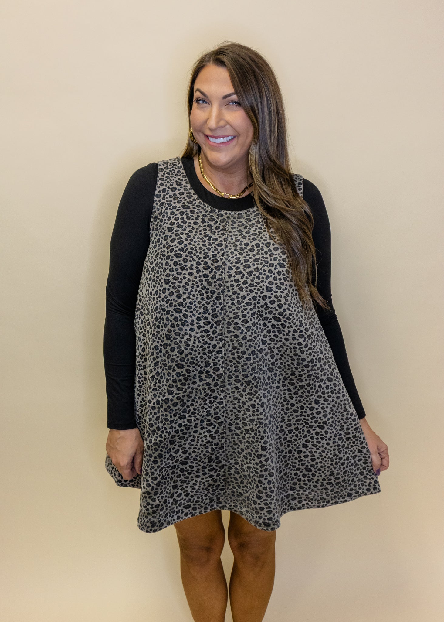 Leopard Scoop A-Line Dress