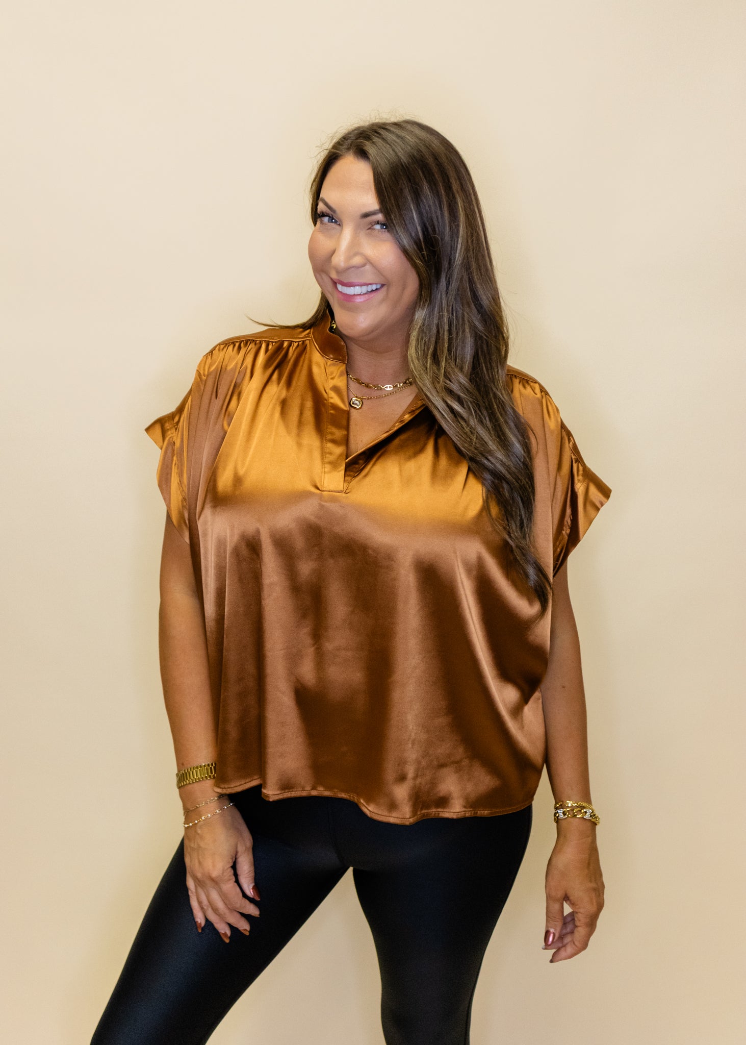 Emerson Copper Placket Top