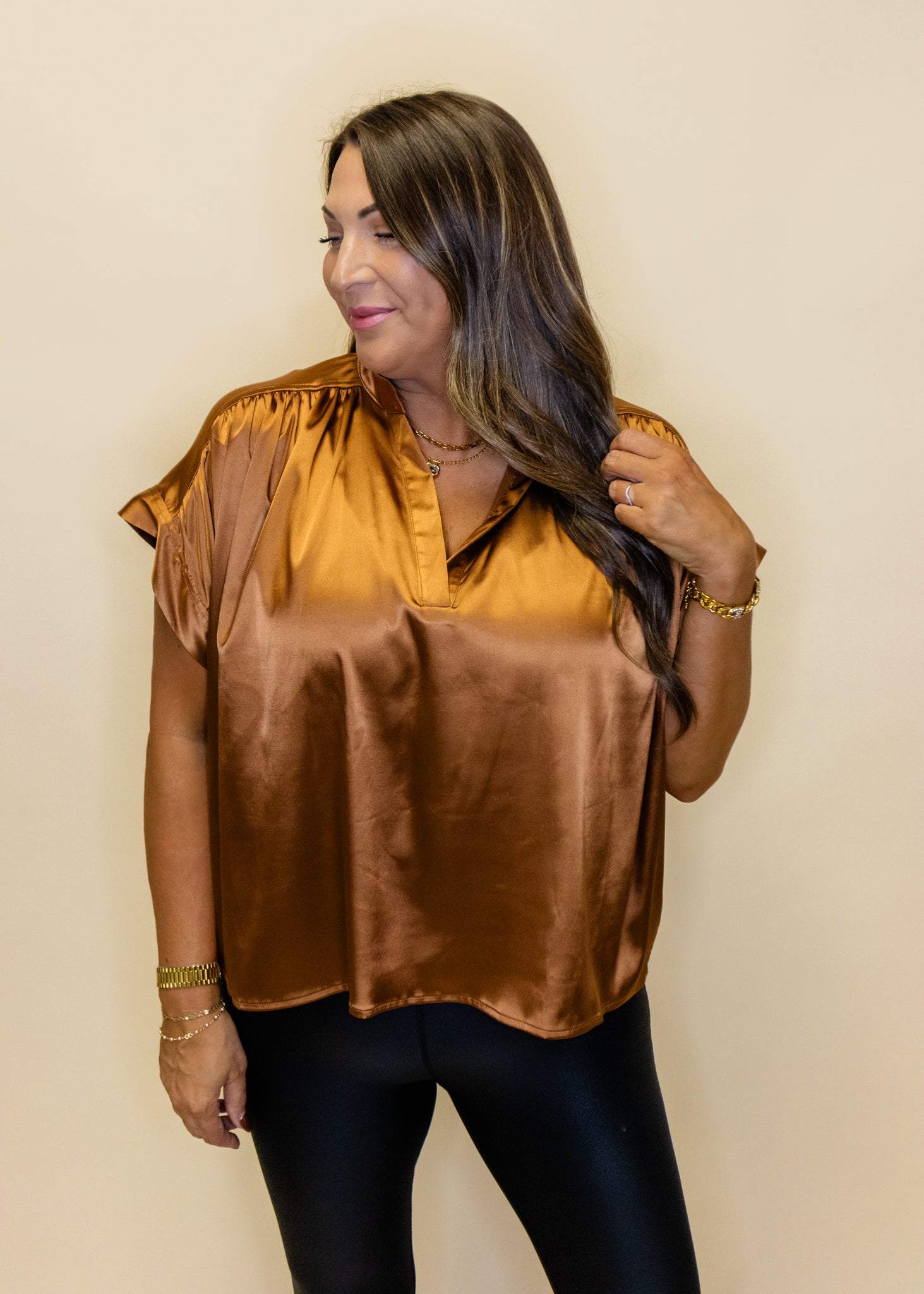 Emerson Copper Placket Top