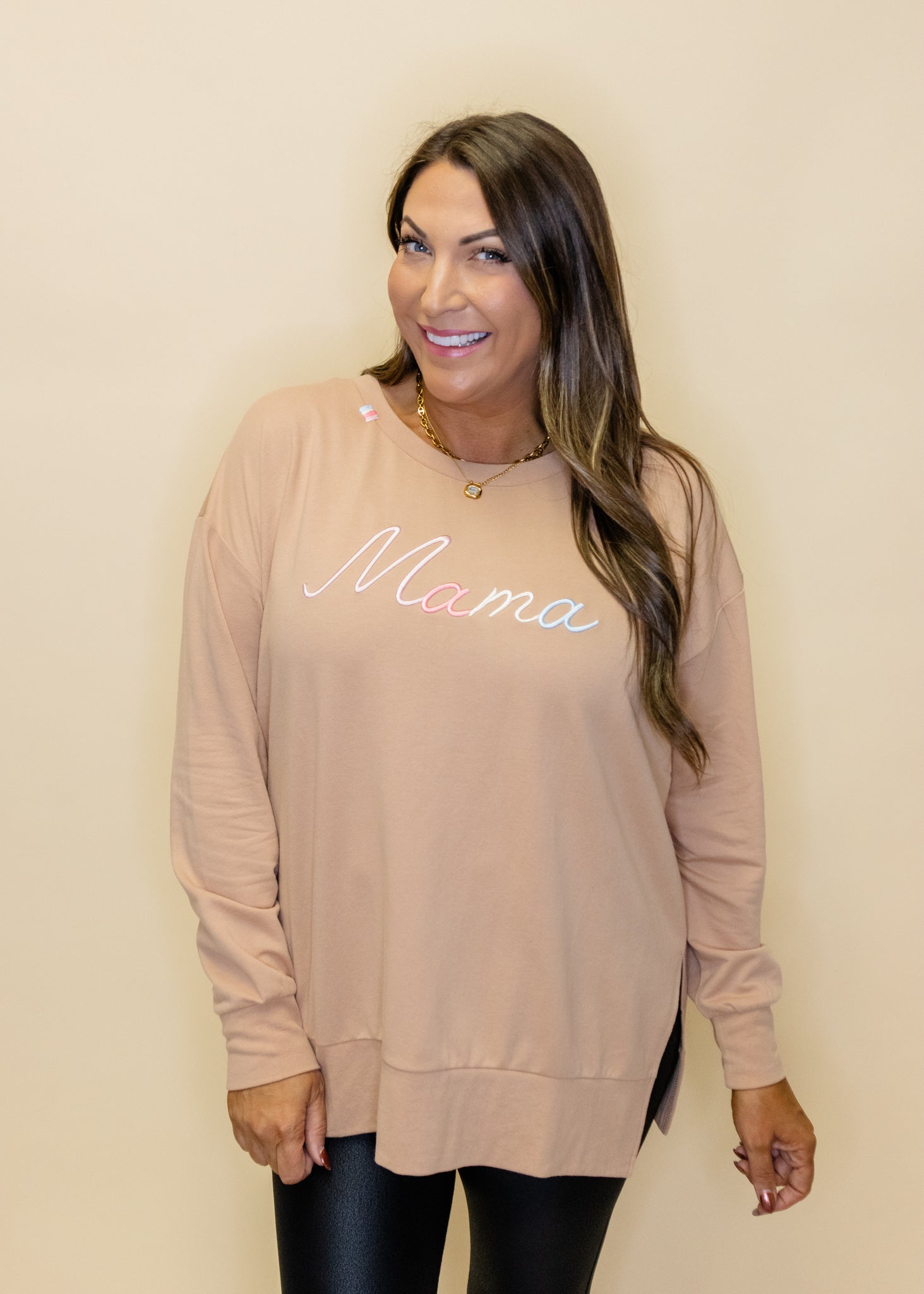 "Mama" 3D Embroidered Multi Color Sweatshirt