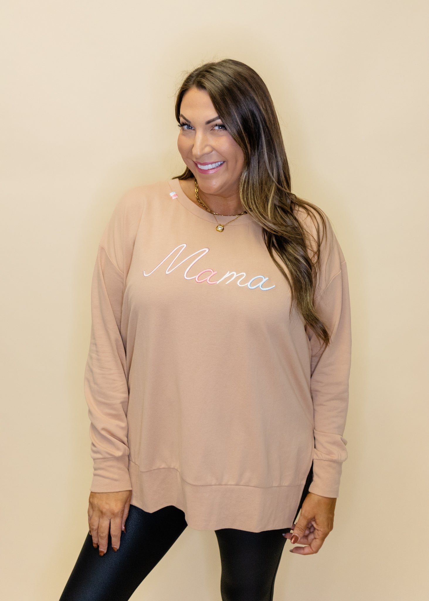 "Mama" 3D Embroidered Multi Color Sweatshirt