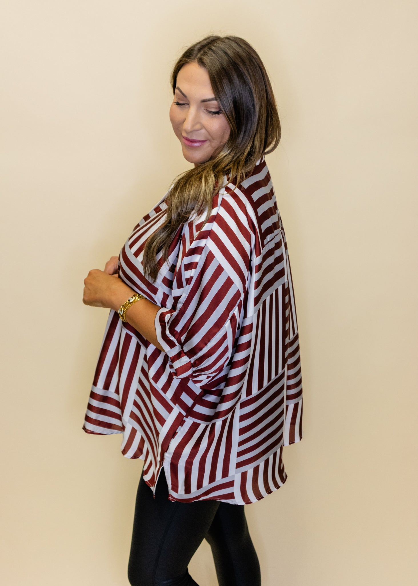 Arizona Deep Stripes Button Down Top