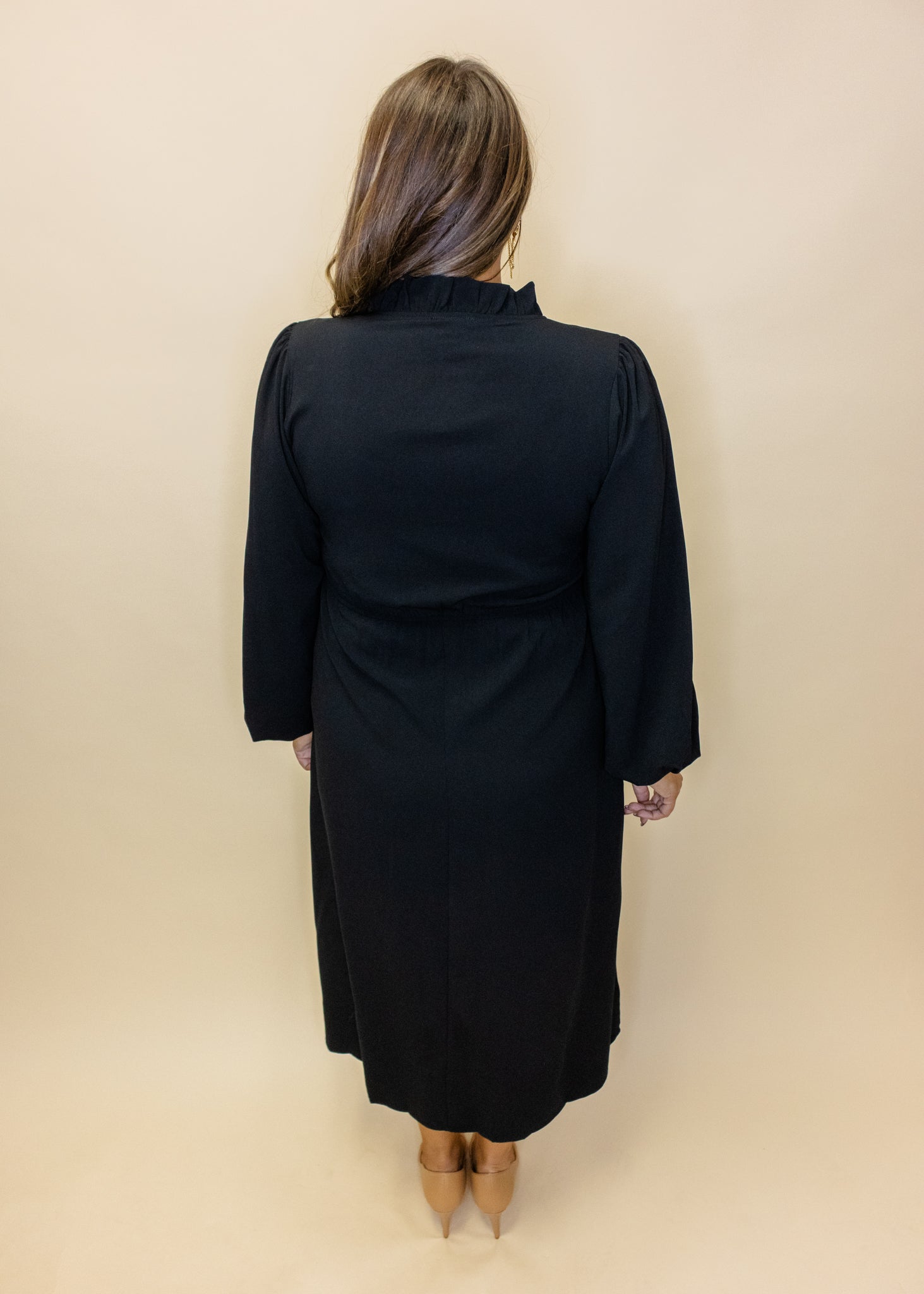 Black Side Slit Midi Dress