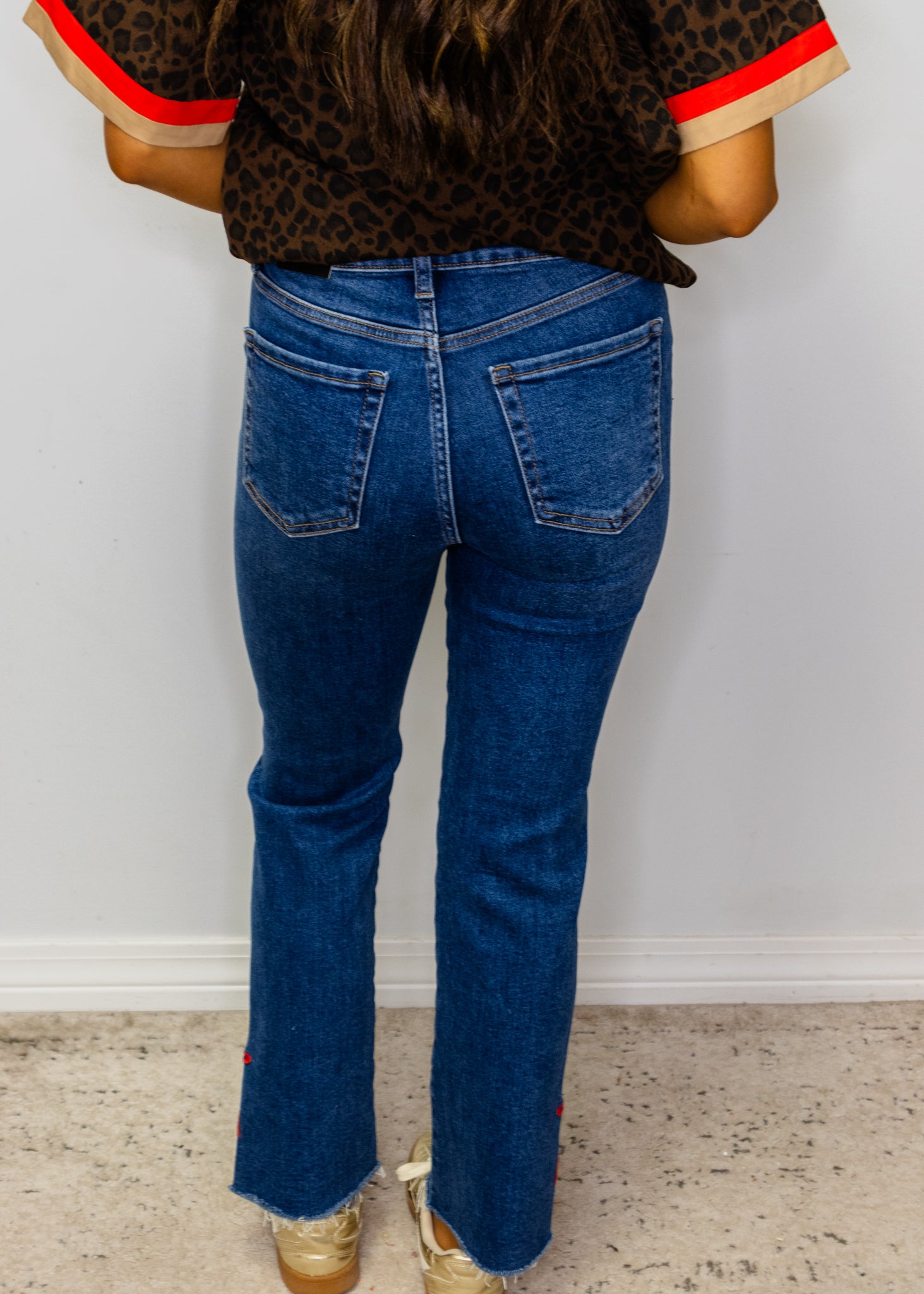 Bow Detail Straight Leg Jeans