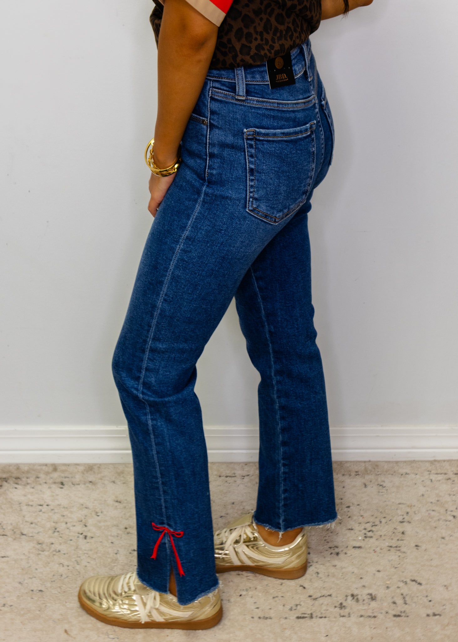 Bow Detail Straight Leg Jeans