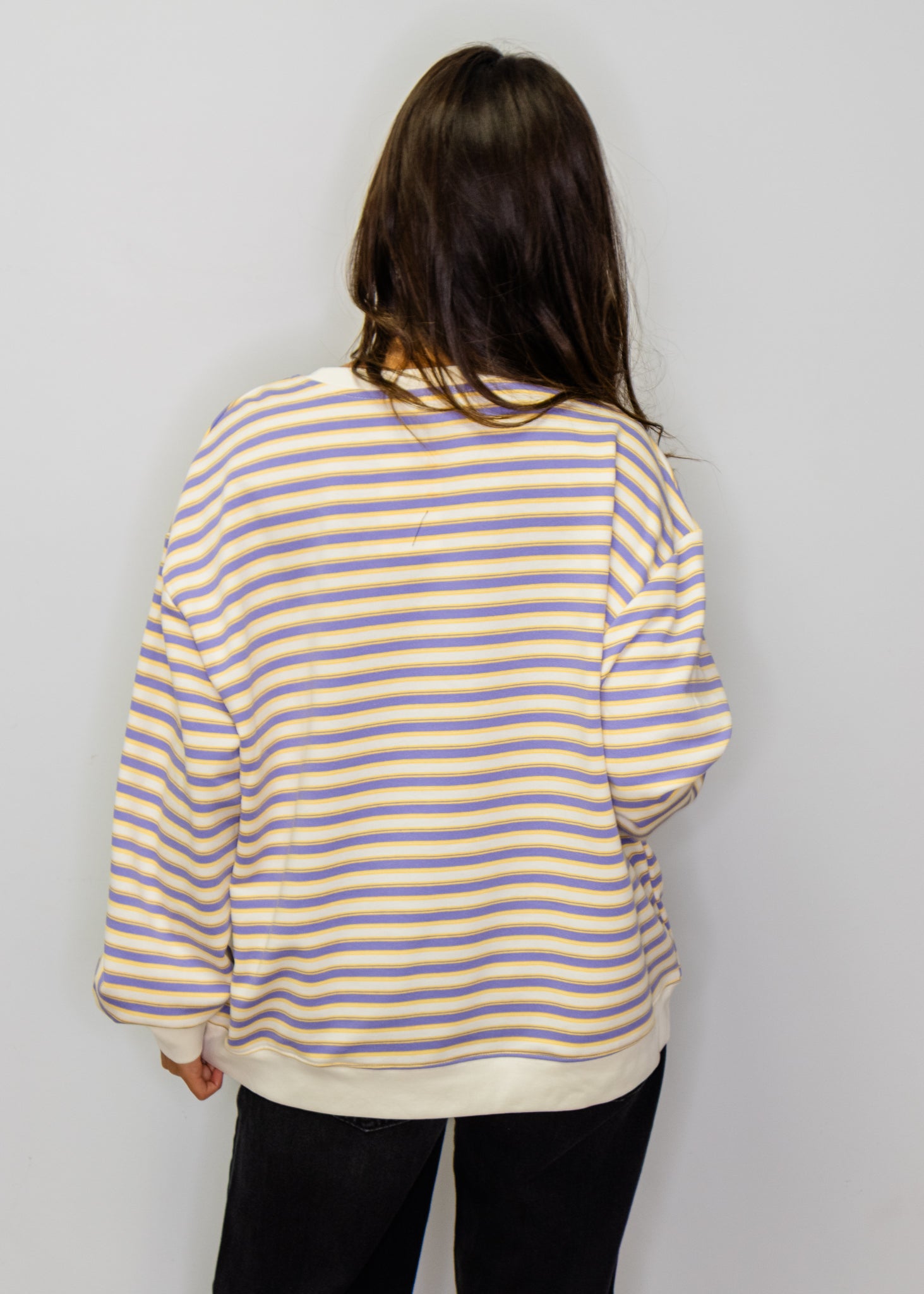 Purple & Gold Stripe Crew Neck Sweatshirt