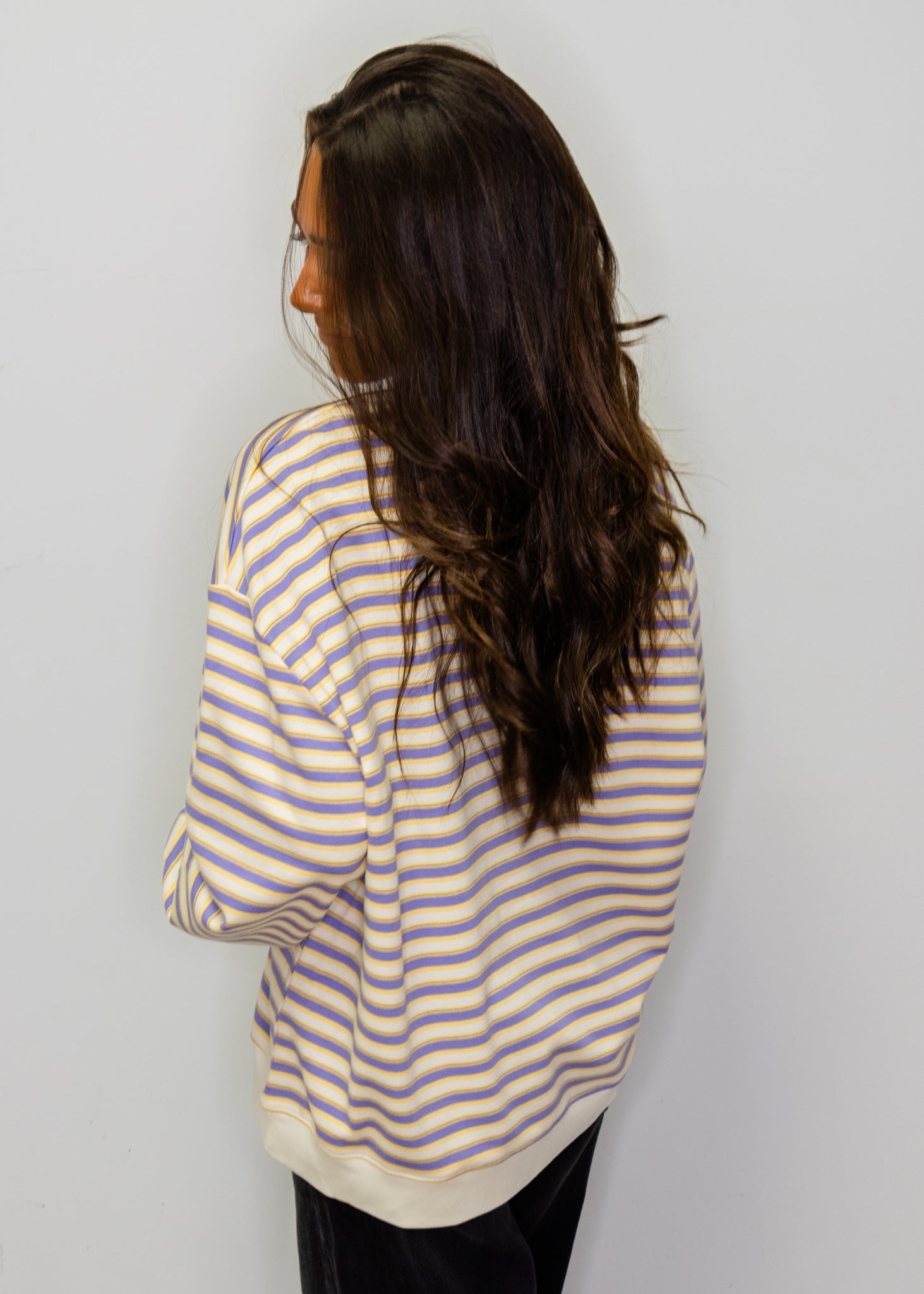 Purple & Gold Stripe Crew Neck Sweatshirt