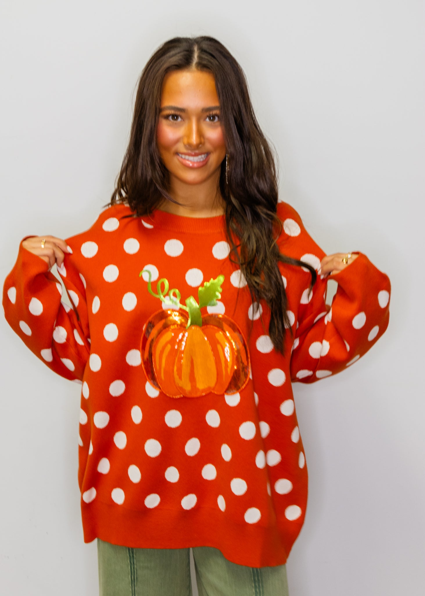 Orange Polkadot Pumpkin Sweater