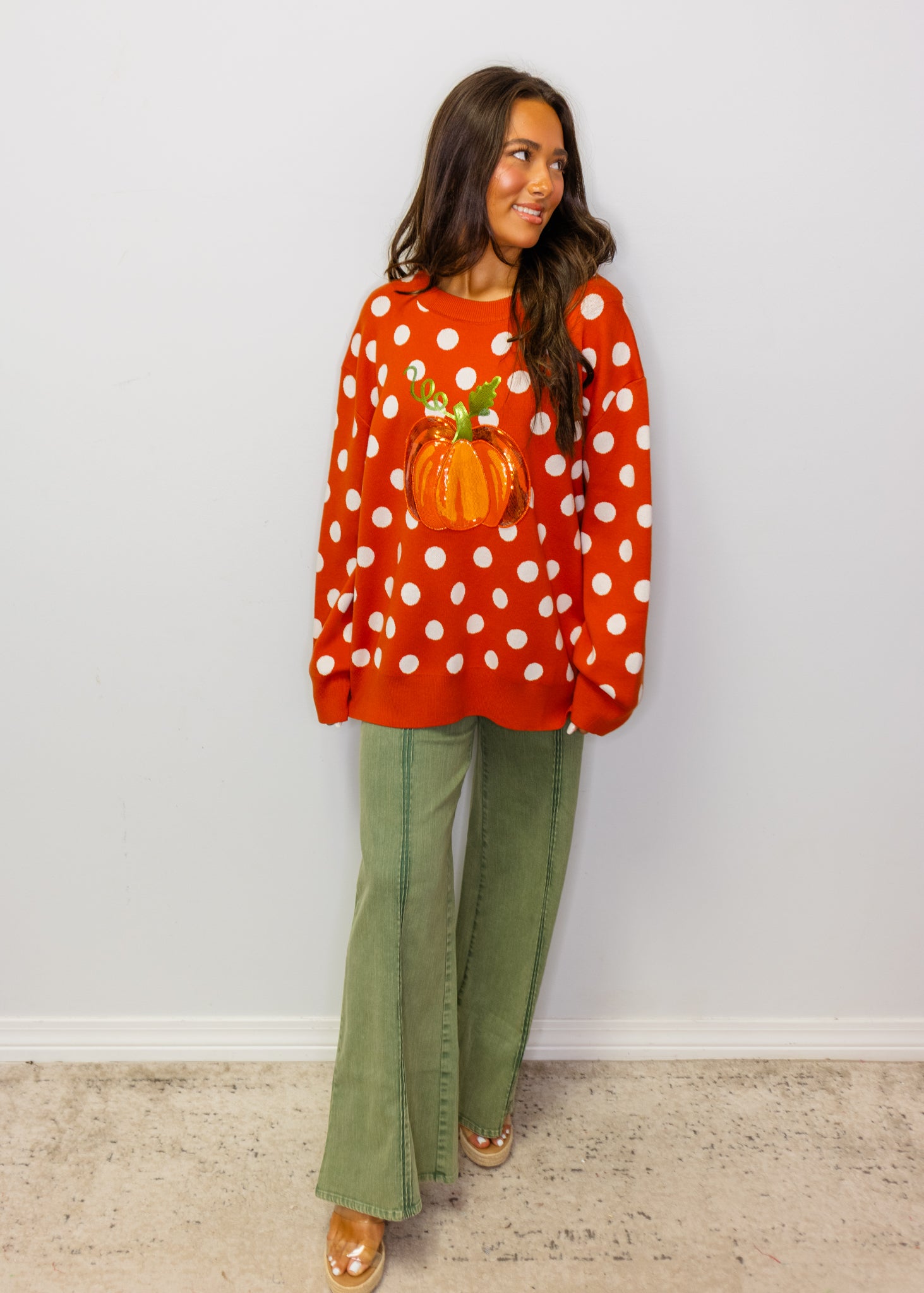 Orange Polkadot Pumpkin Sweater