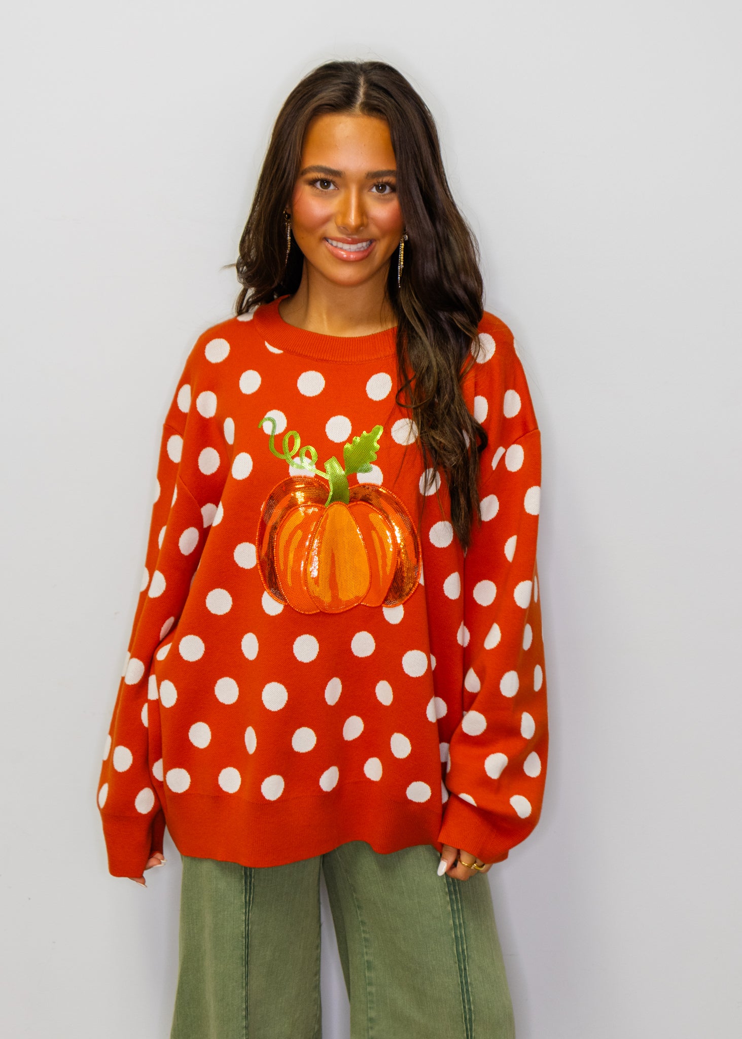 Orange Polkadot Pumpkin Sweater