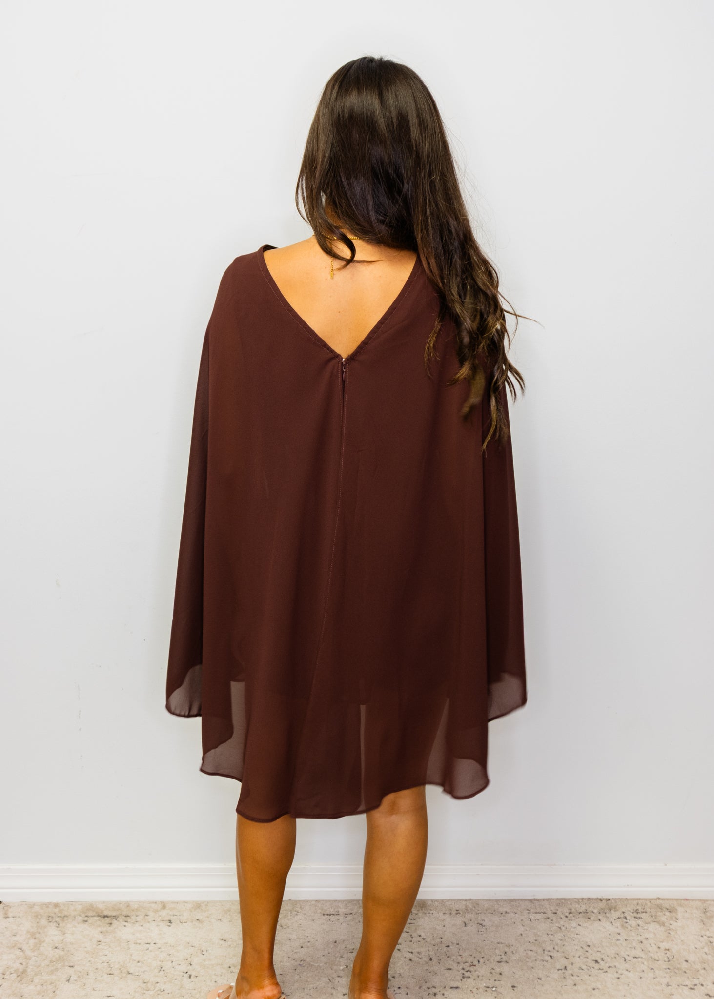 Chocolate Cape Chiffon Romper
