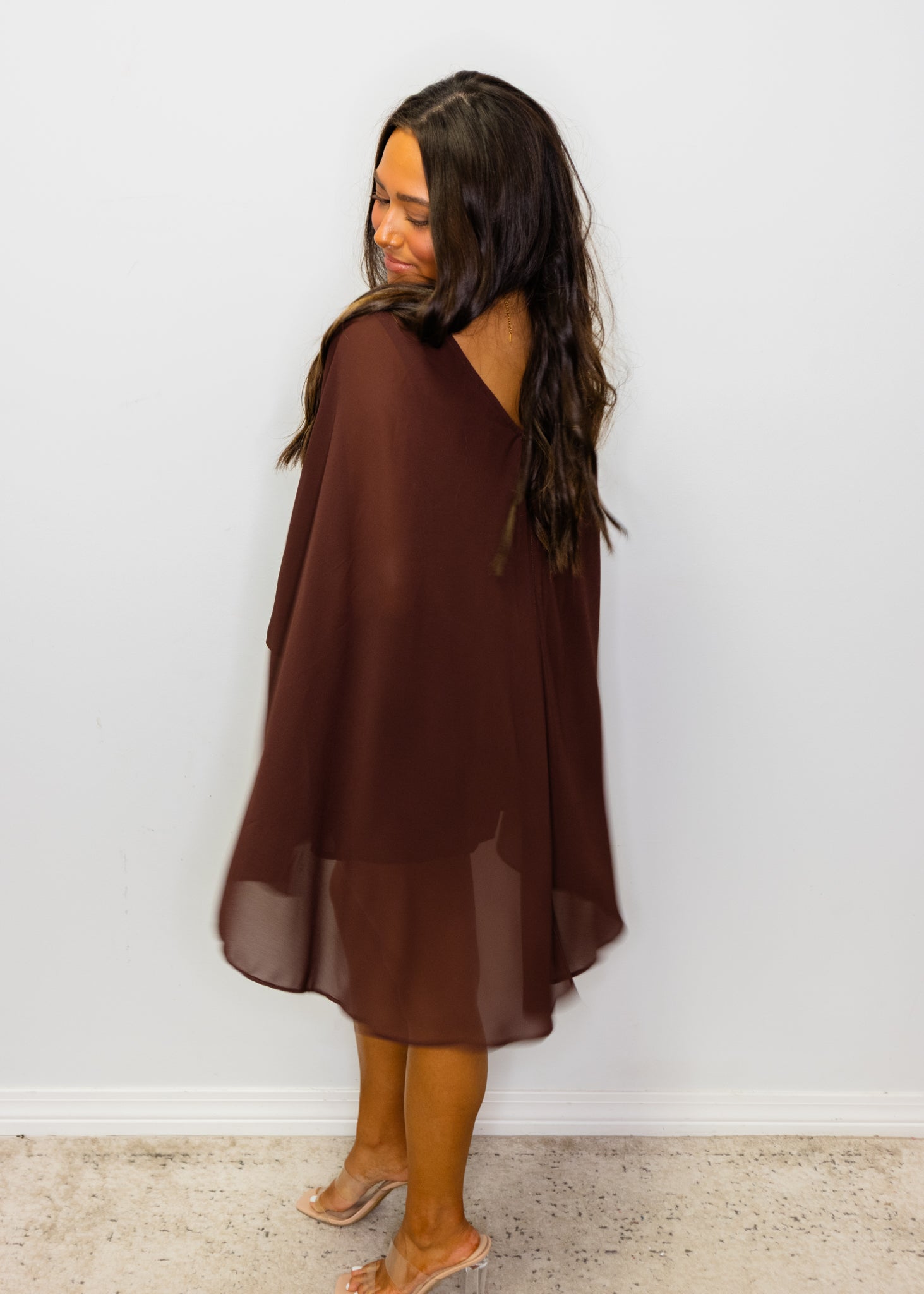 Chocolate Cape Chiffon Romper