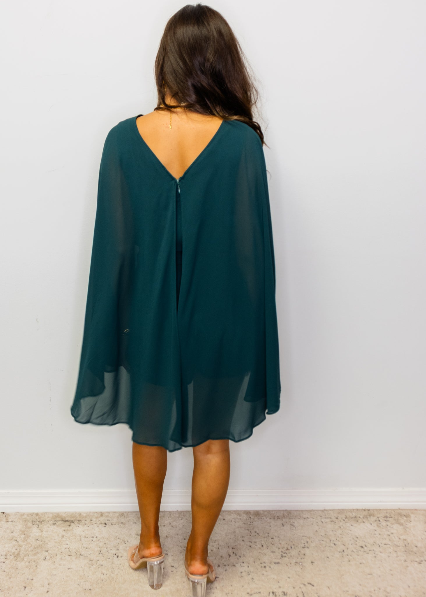 Forest Green Cape Chiffon Romper