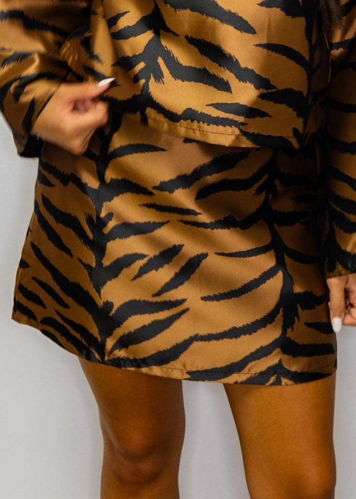 Copper & Black Satin Tiger Skirt