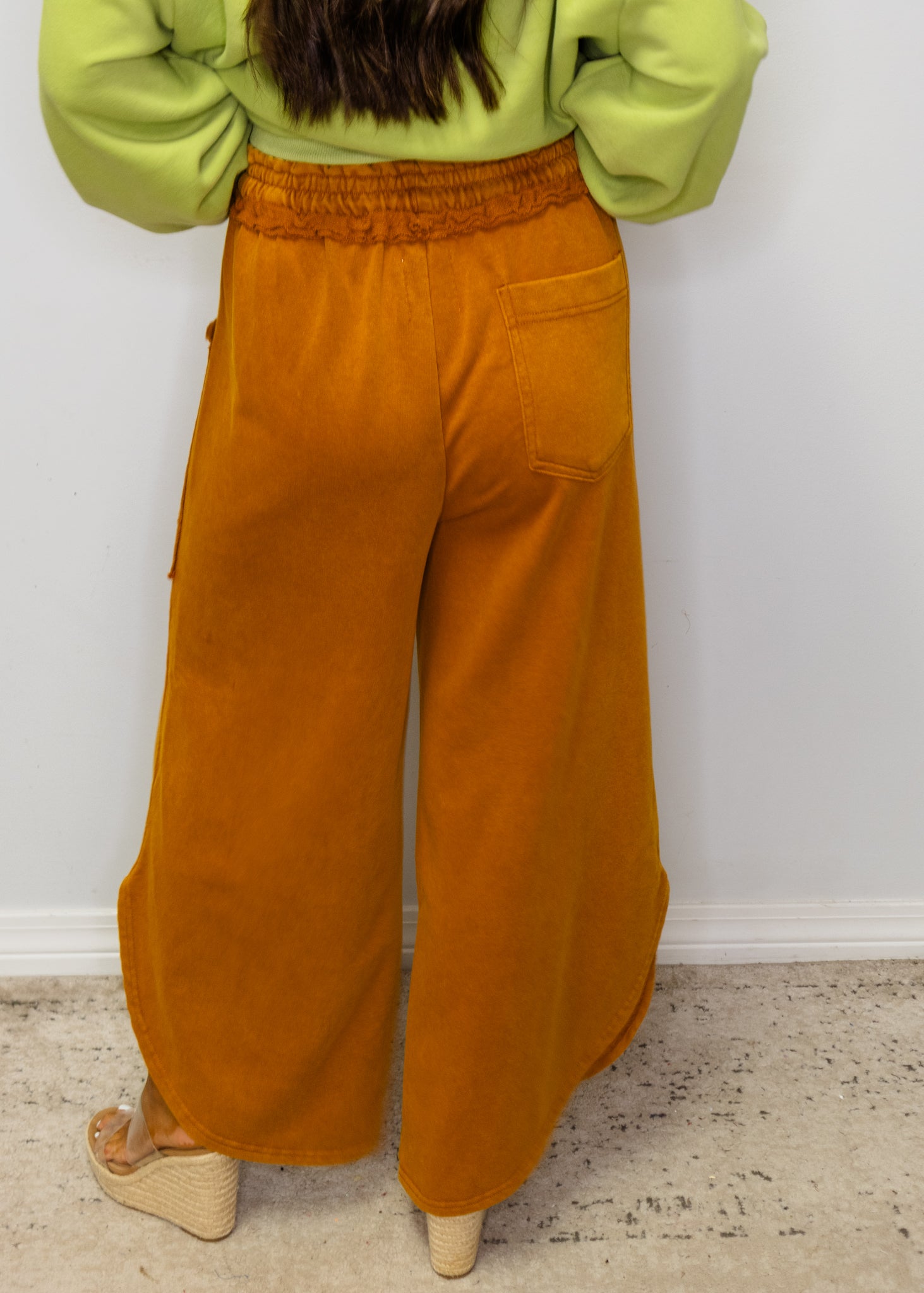 Camel Tulip Cut Mineral Wash Pants