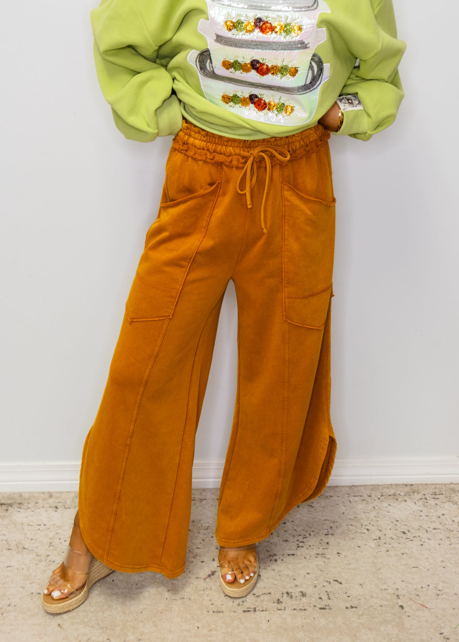 Camel Tulip Cut Mineral Wash Pants
