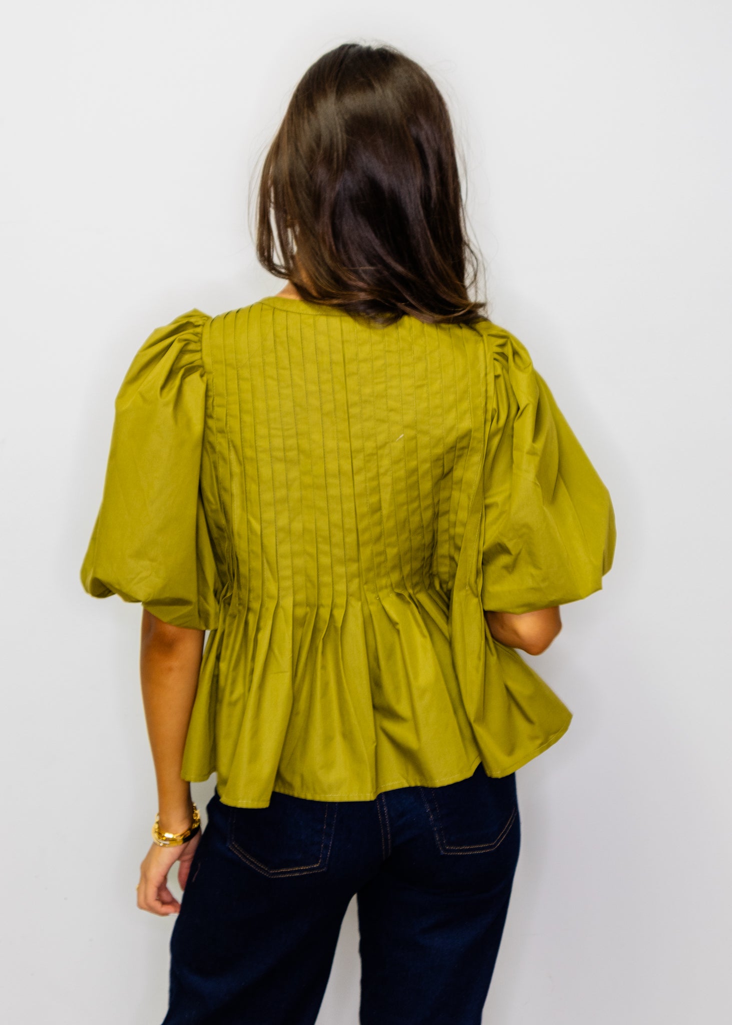 Martini Olive Round Neck Button Top
