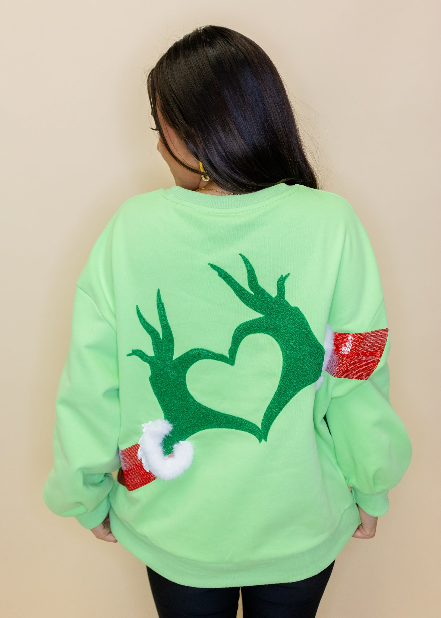 Green Grinch Heart Hands Sweatshirt