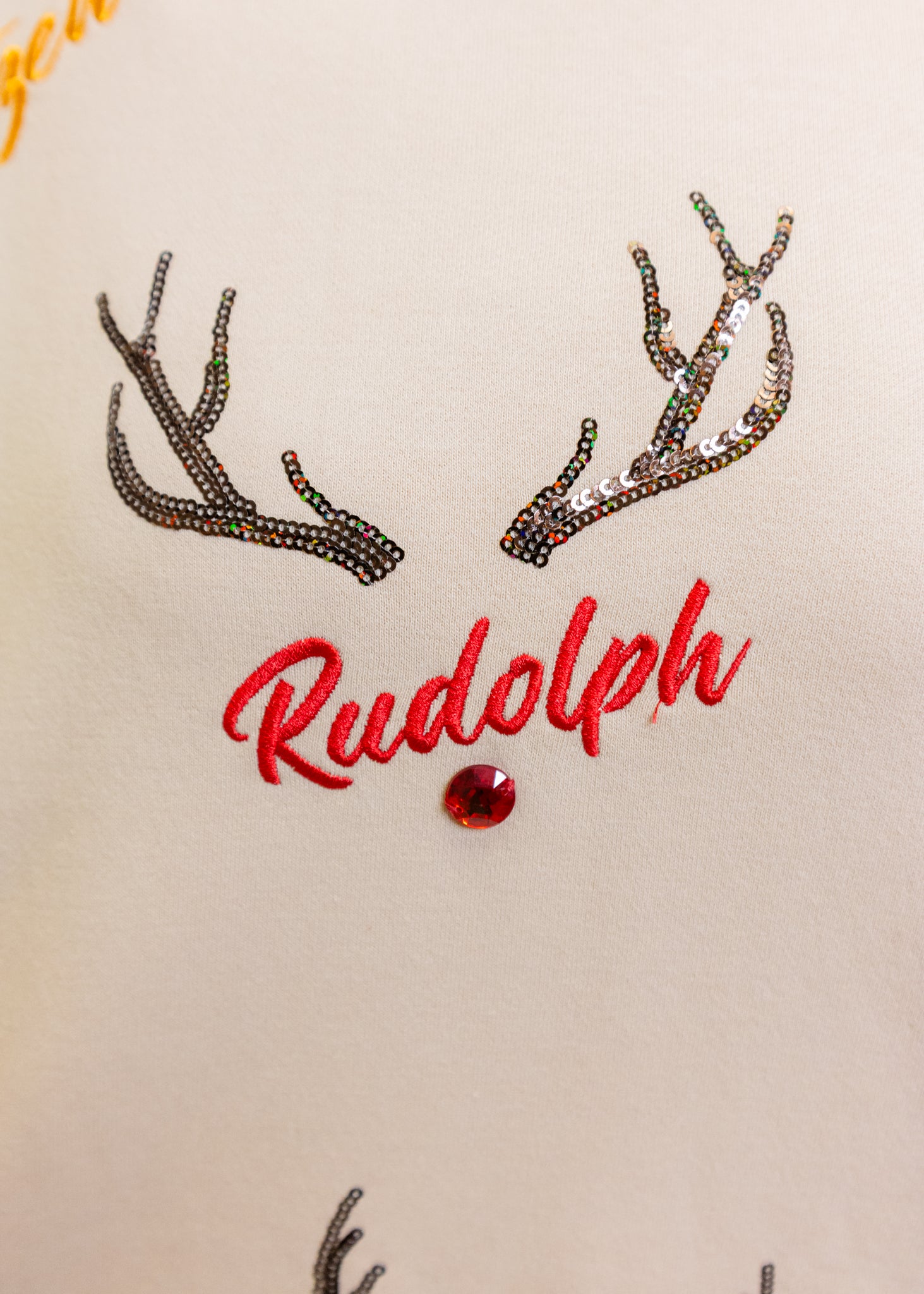 Tan Reindeer Name & Antler Sweatshirt