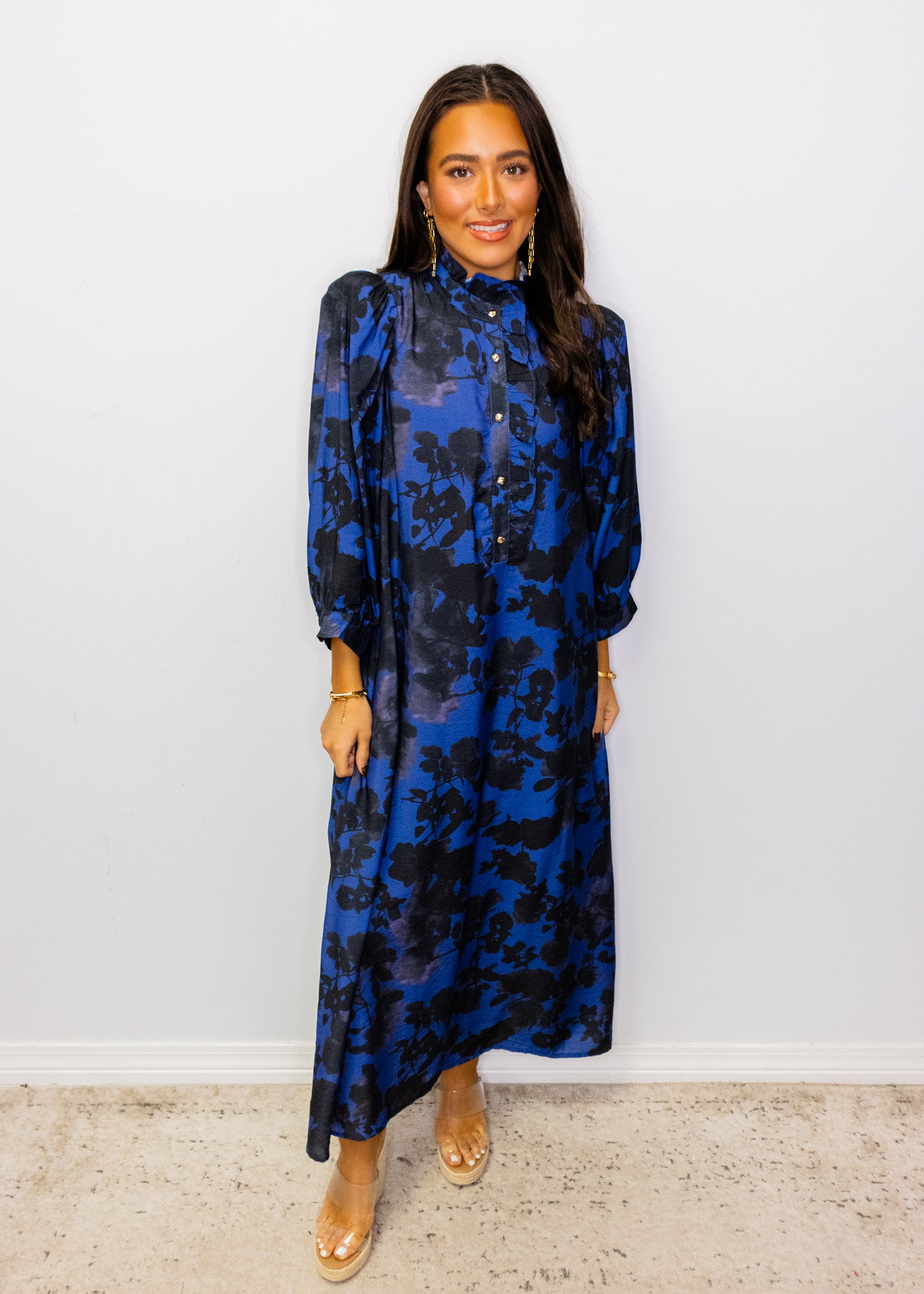 Midnight Blue Floral Maxi Dress