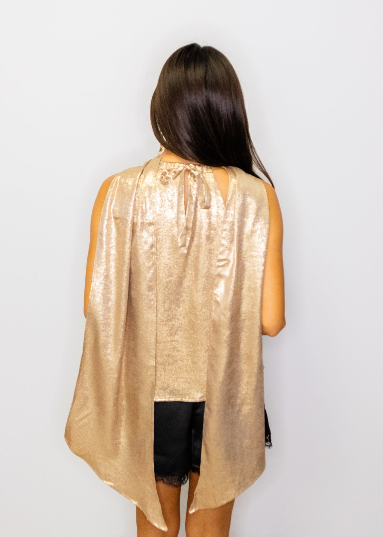 Metallic Gold Tie Top