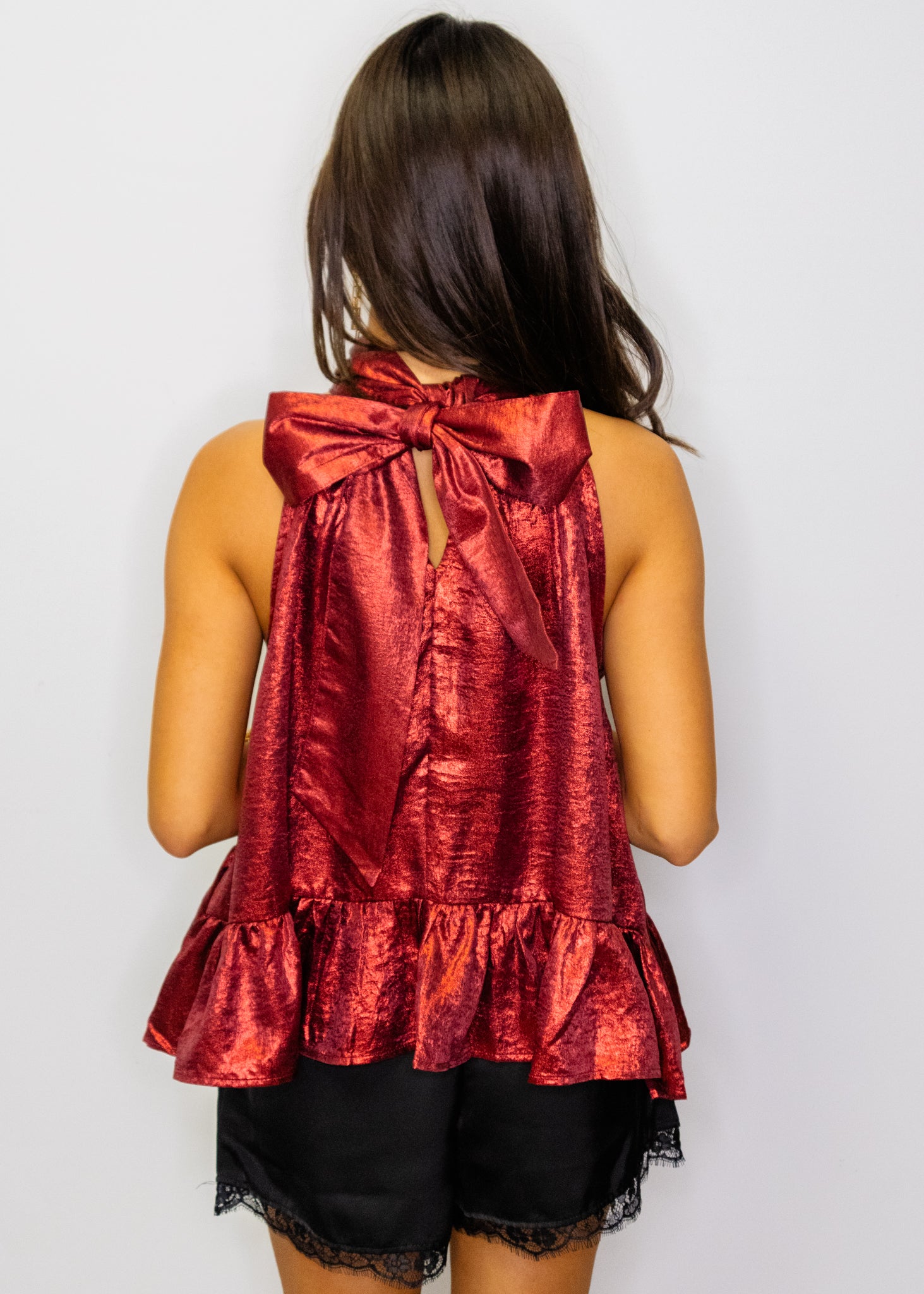 Metallic Red Halter Top