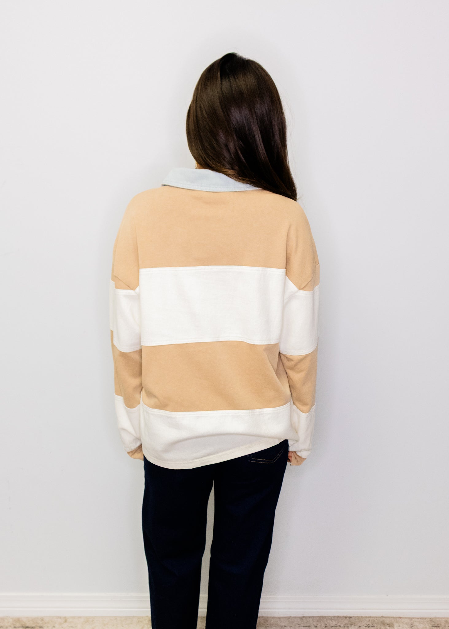 Latte Combo Stripe Rugby Top