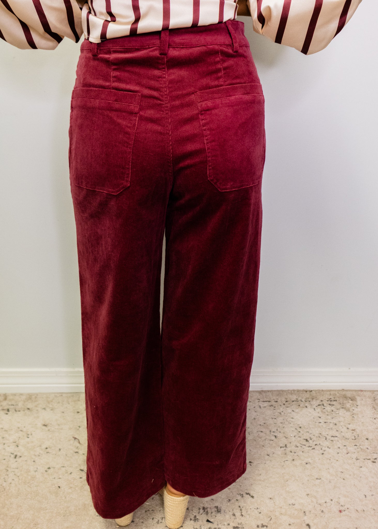 Berry Corduroy Wide Leg Pants