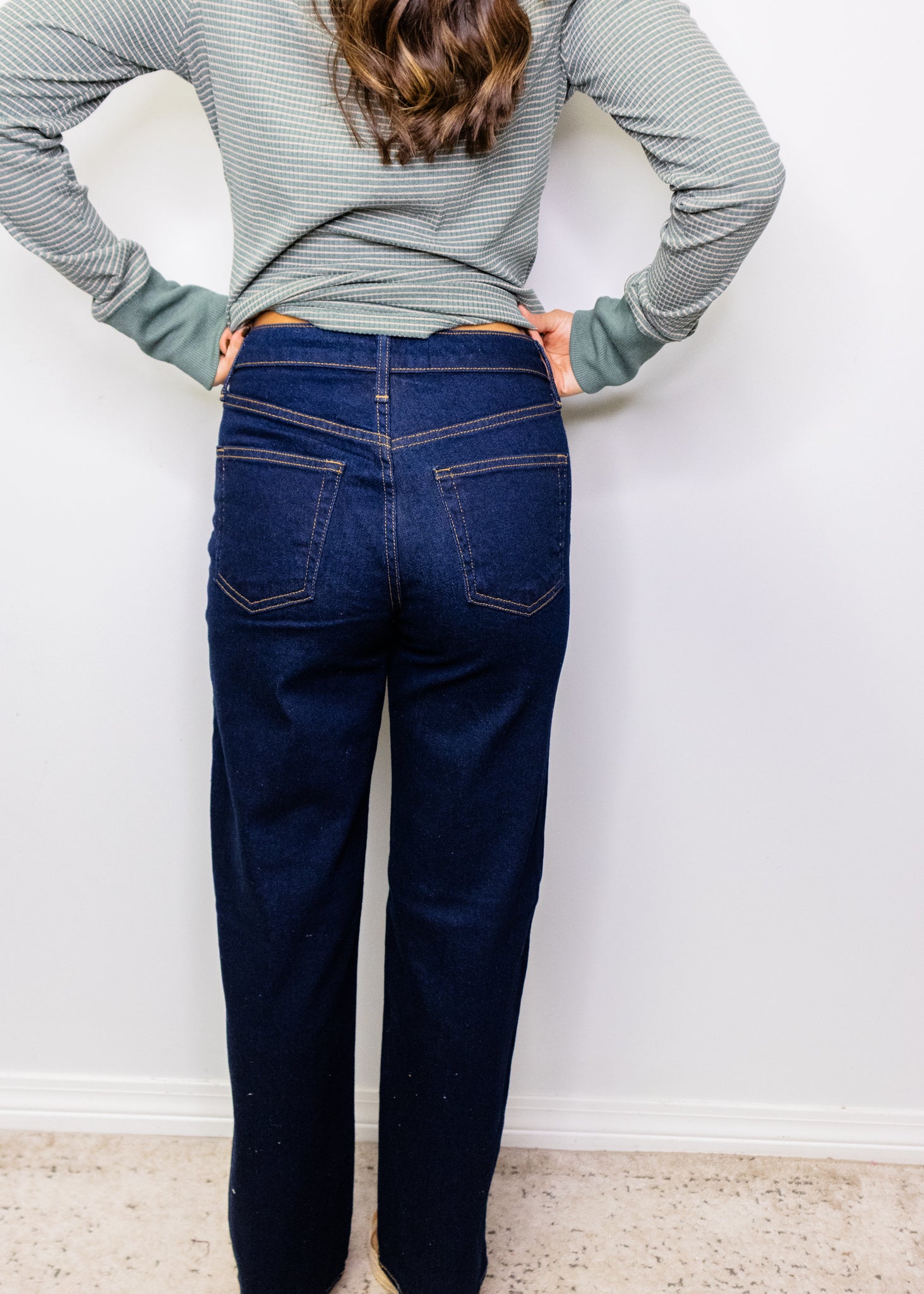 Super Dark Wash Double Pocket Wide Leg Jeans