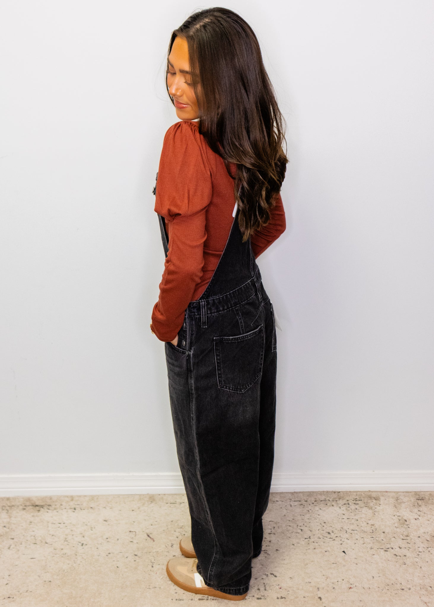 Brick Puff Long Sleeve Boat Neck Top
