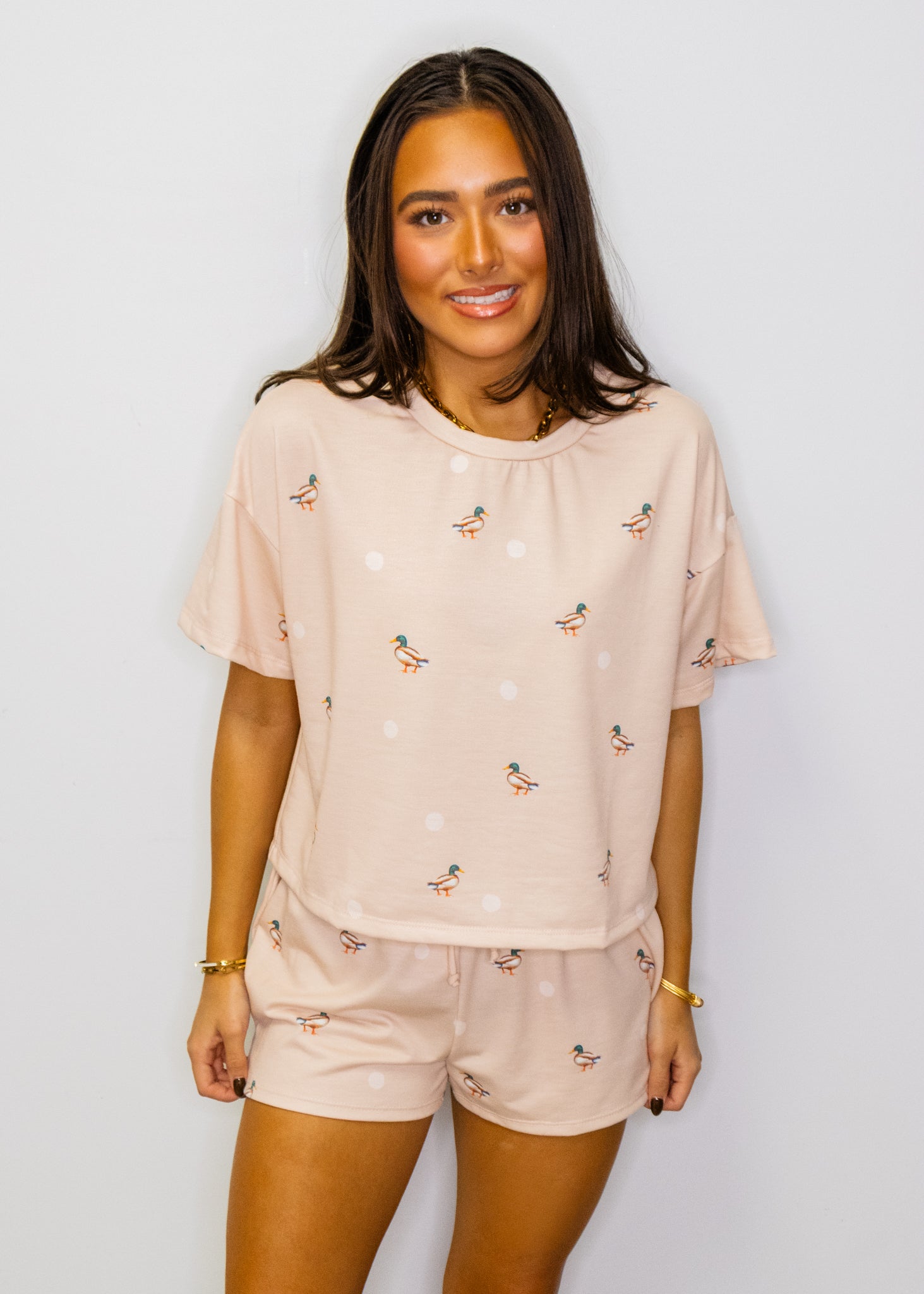 Duck & Polka Dot Print Shorts