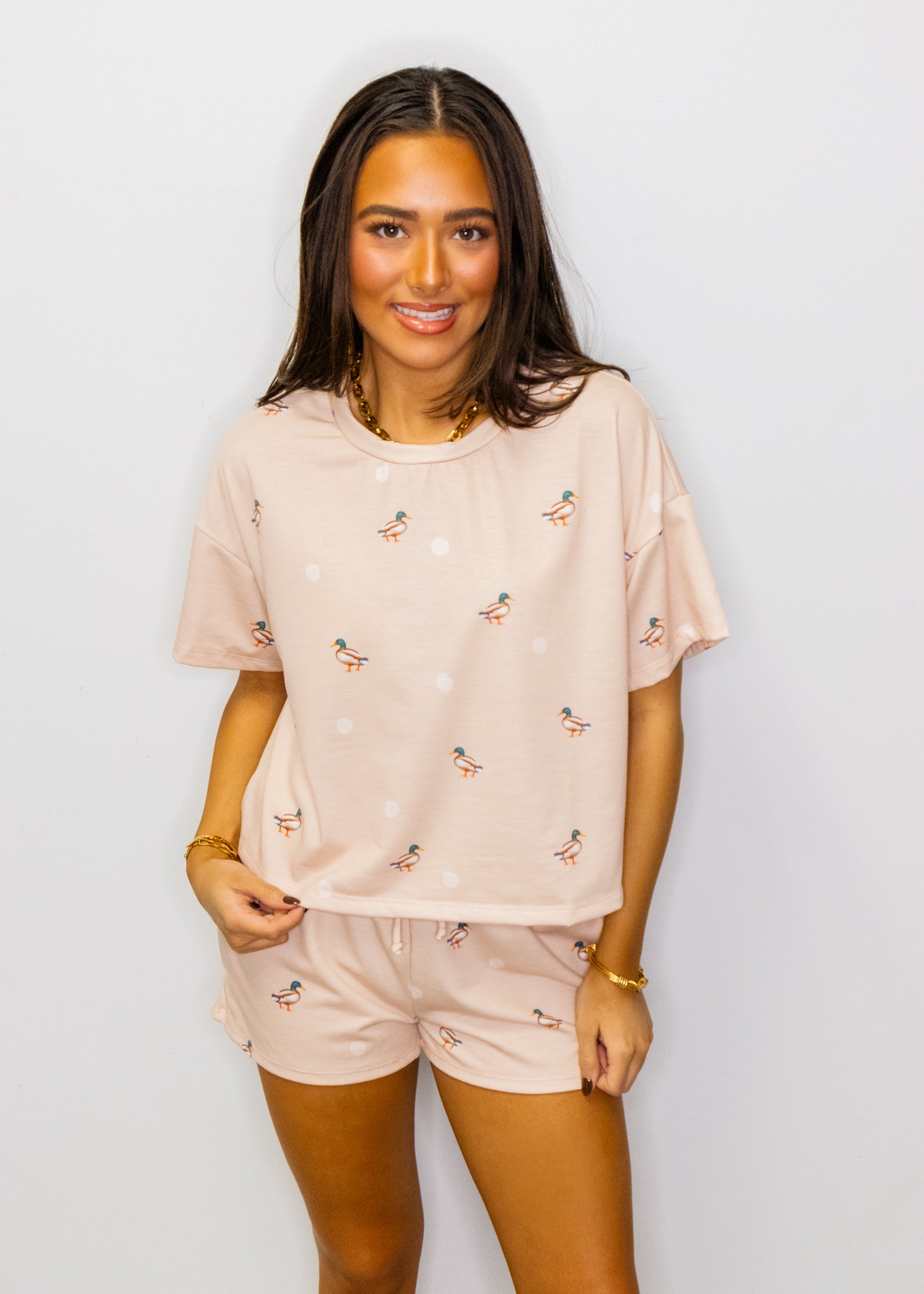 Duck & Polka Dot Print Shorts