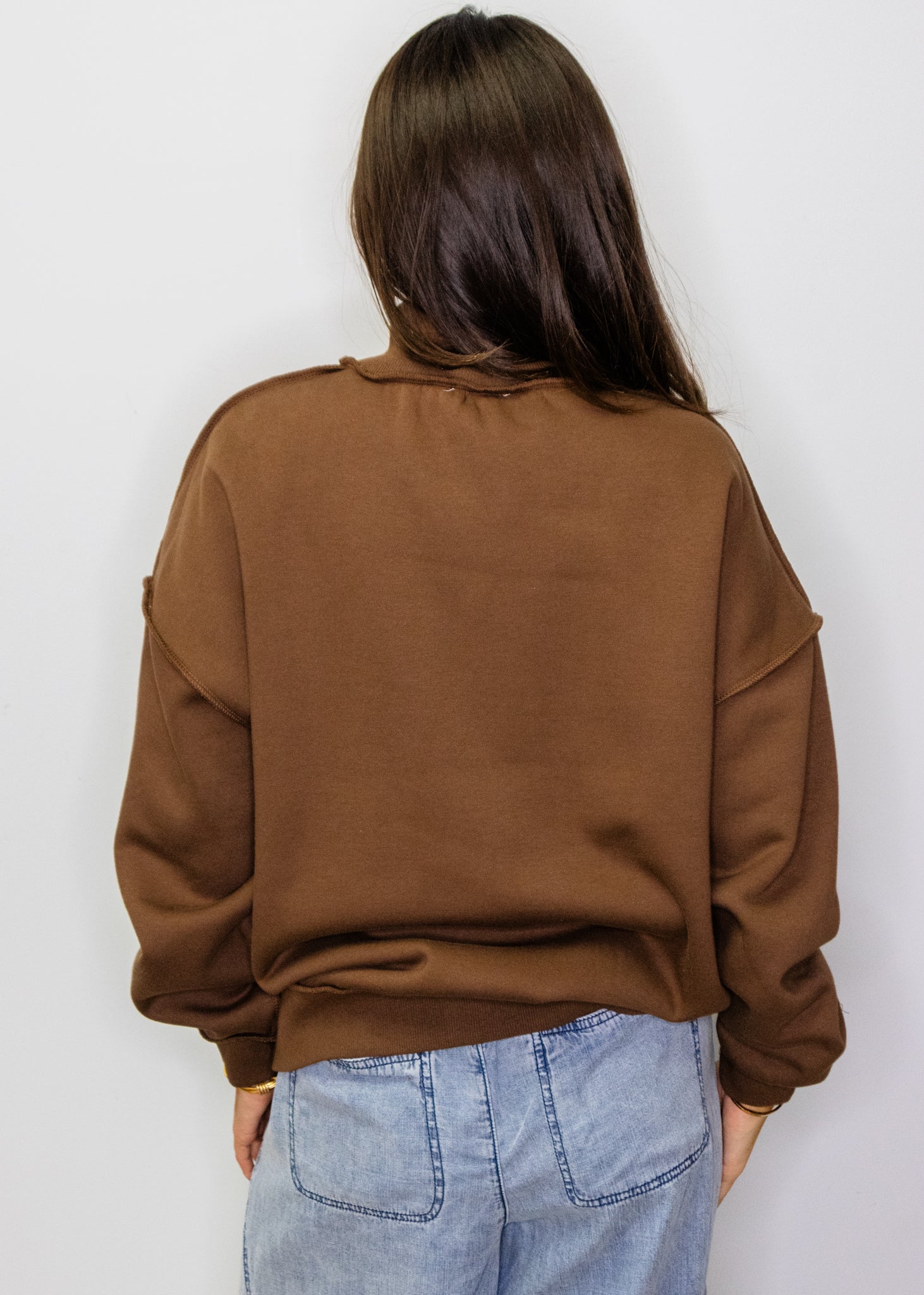 Brown "Blessed" Mock Neck Sweatshirt