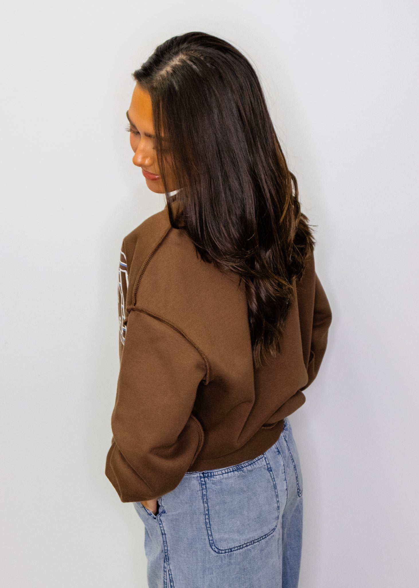 Brown "Blessed" Mock Neck Sweatshirt