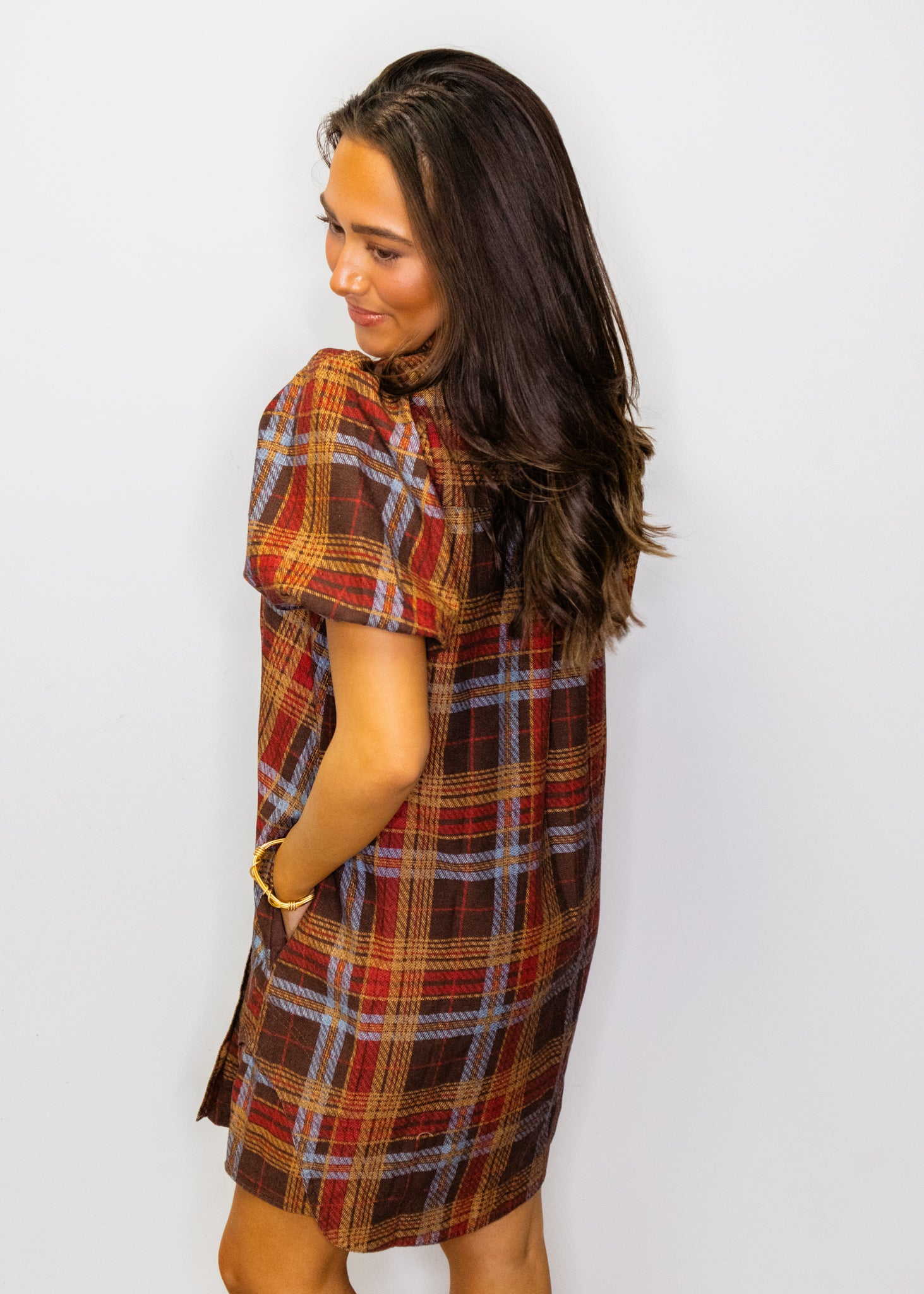 Brown Multi Plaid Dress