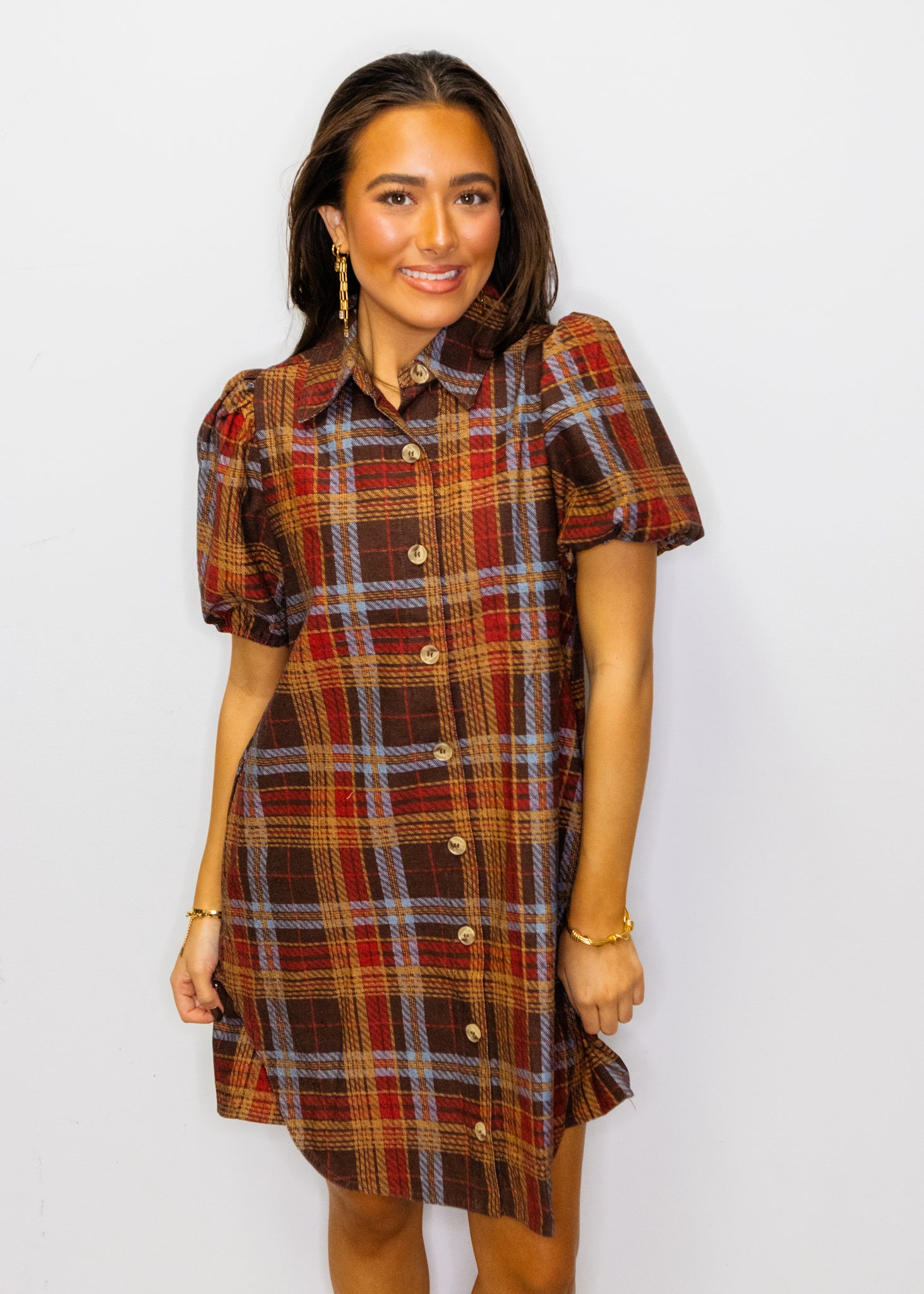 Brown Multi Plaid Dress