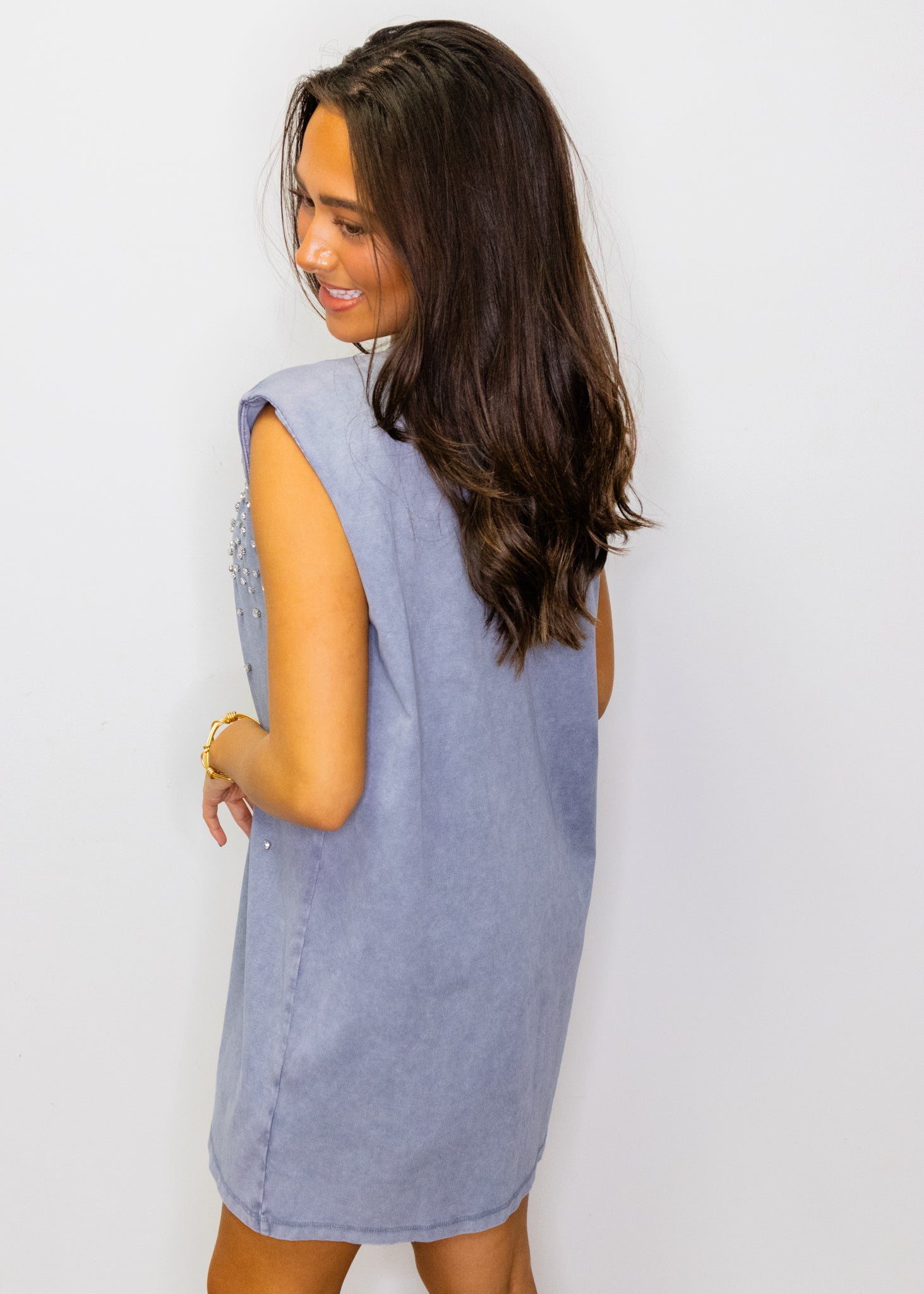 Charcoal Stone Embellished Tunic Dress