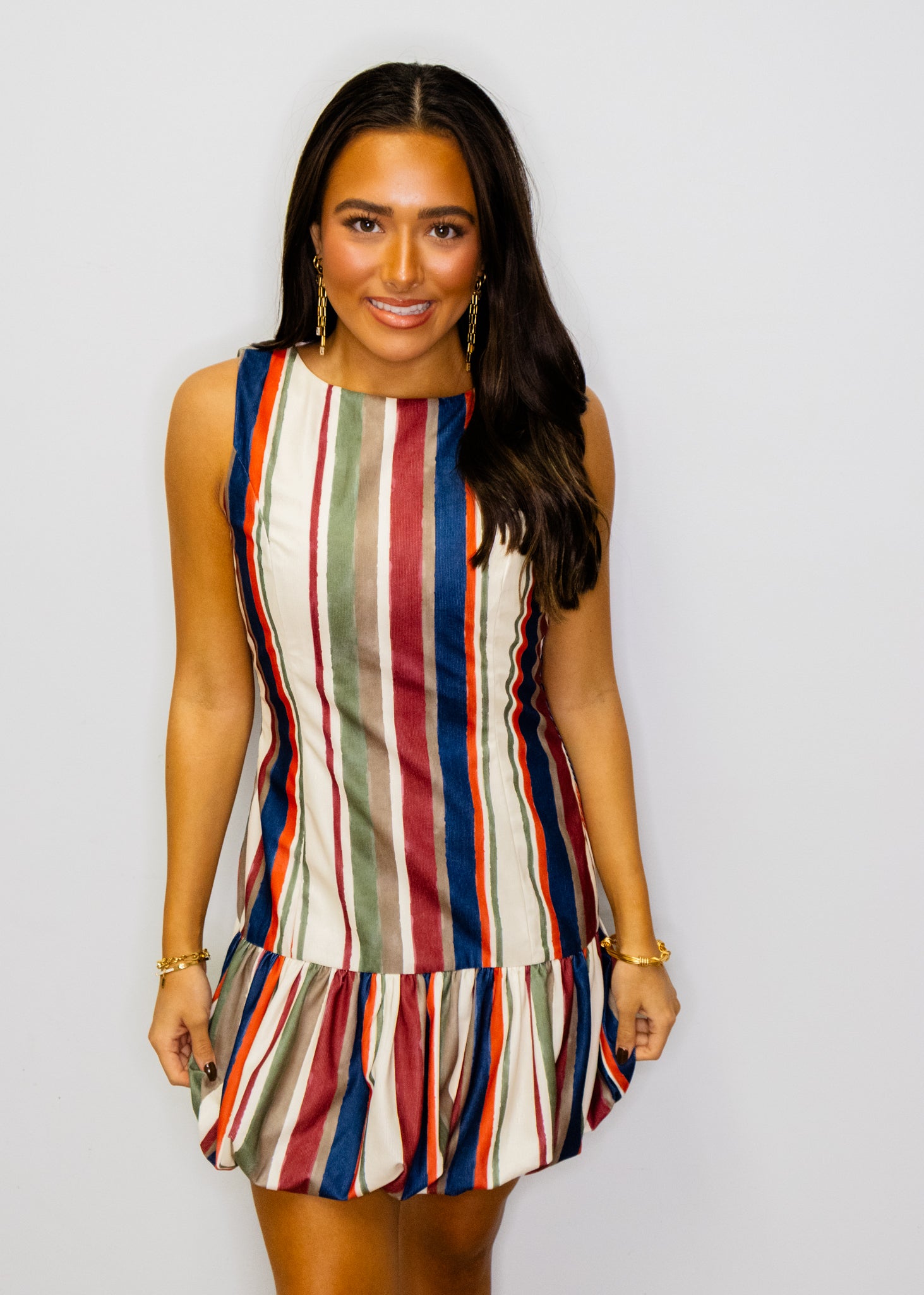 Multi Stripe Bubble Hem Dress