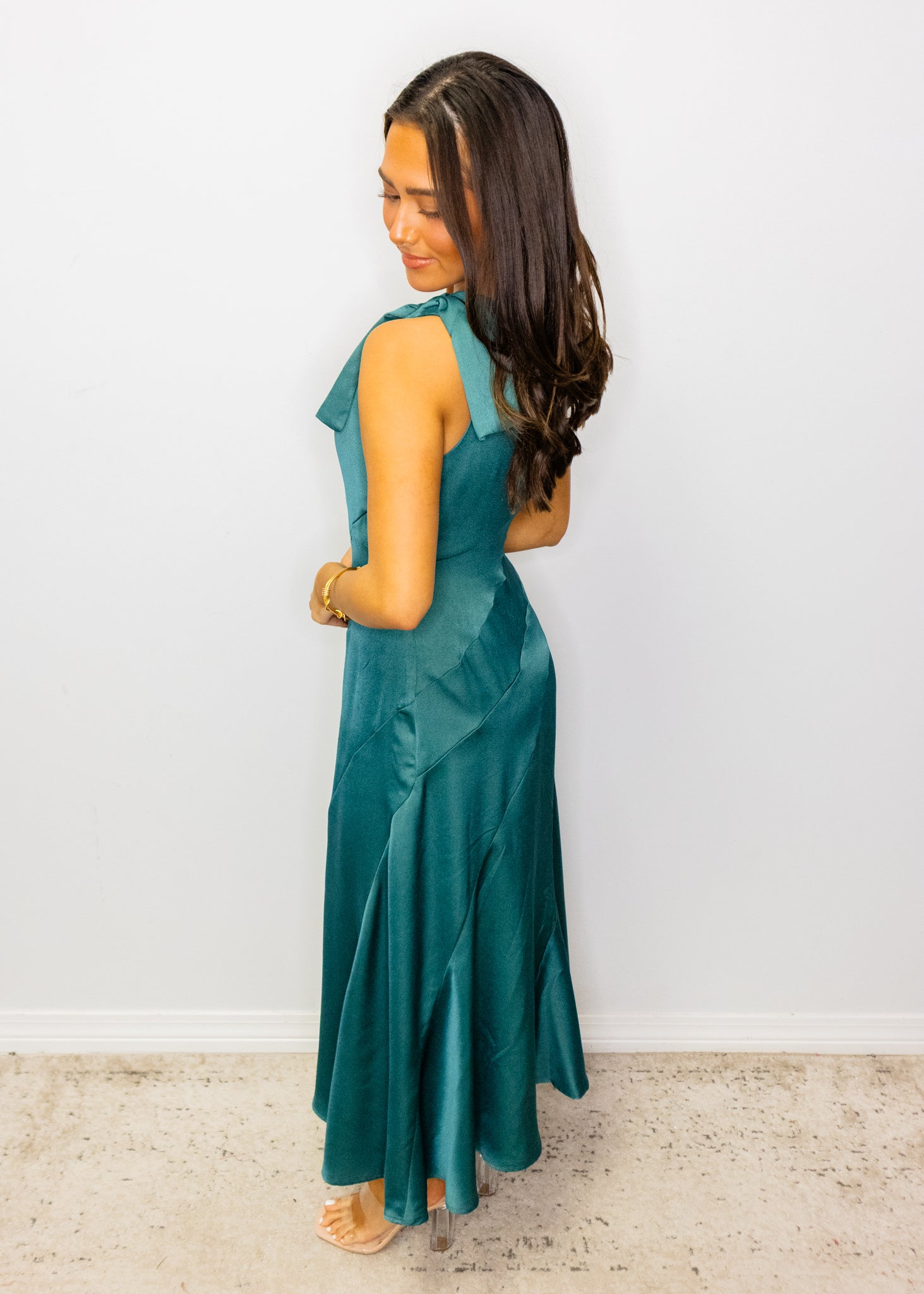 Dark Green One Shoulder Midi Dress