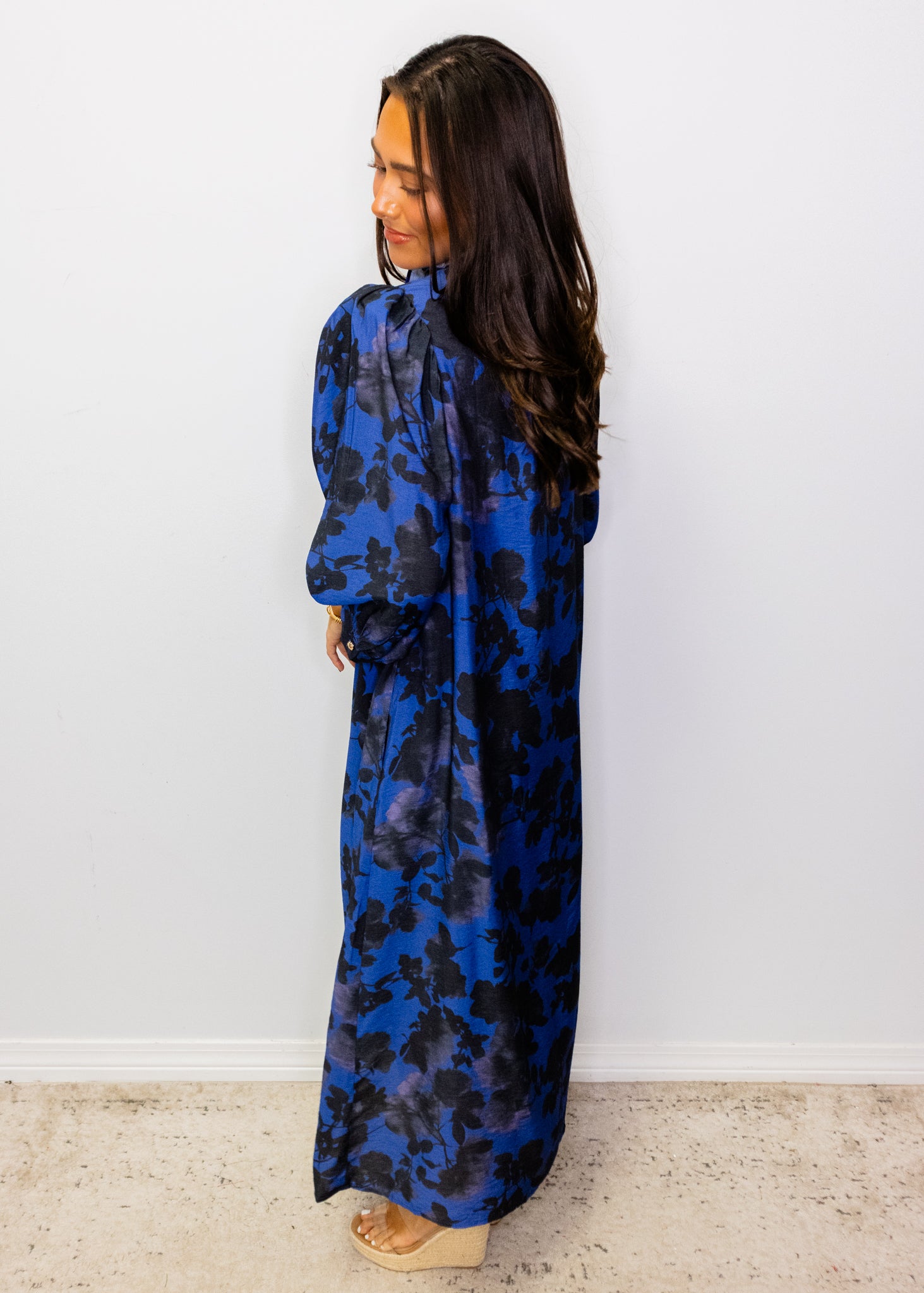Midnight Blue Floral Maxi Dress