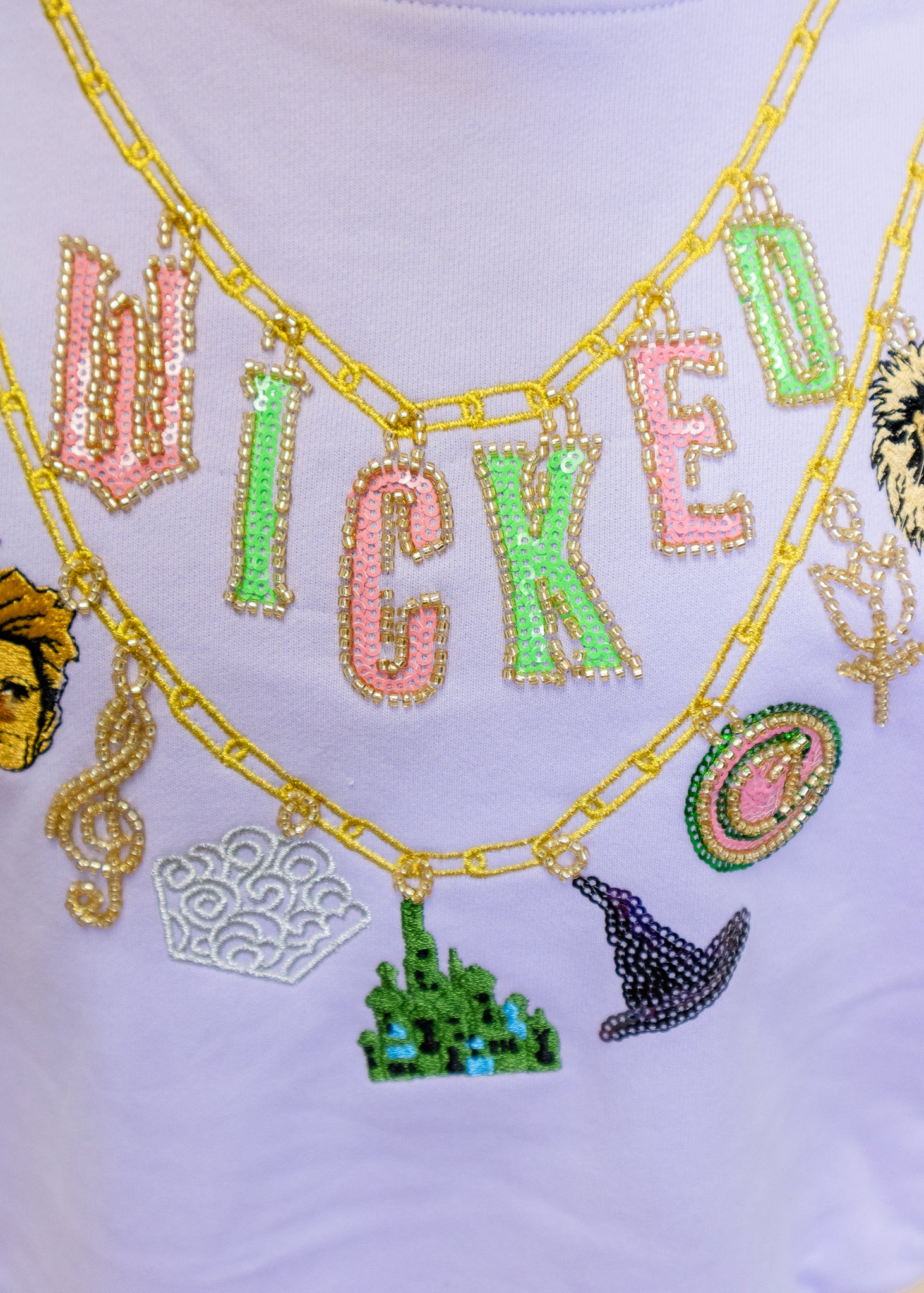 Licensed Lavender Wicked Charm Necklace Sweatshirt