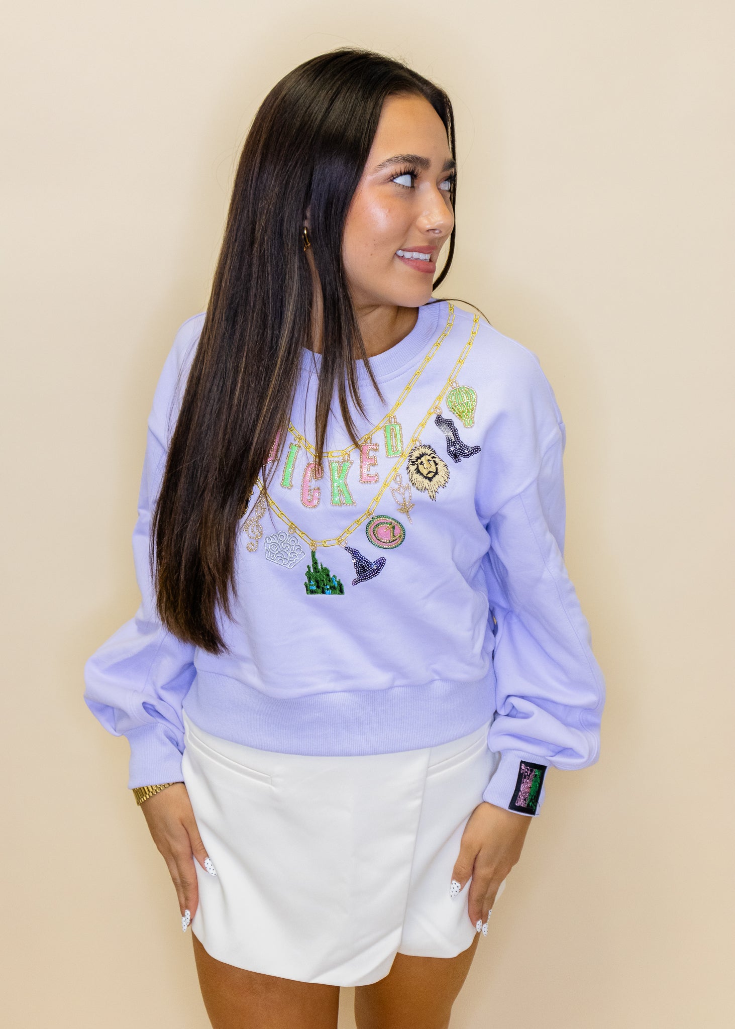 Licensed Lavender Wicked Charm Necklace Sweatshirt