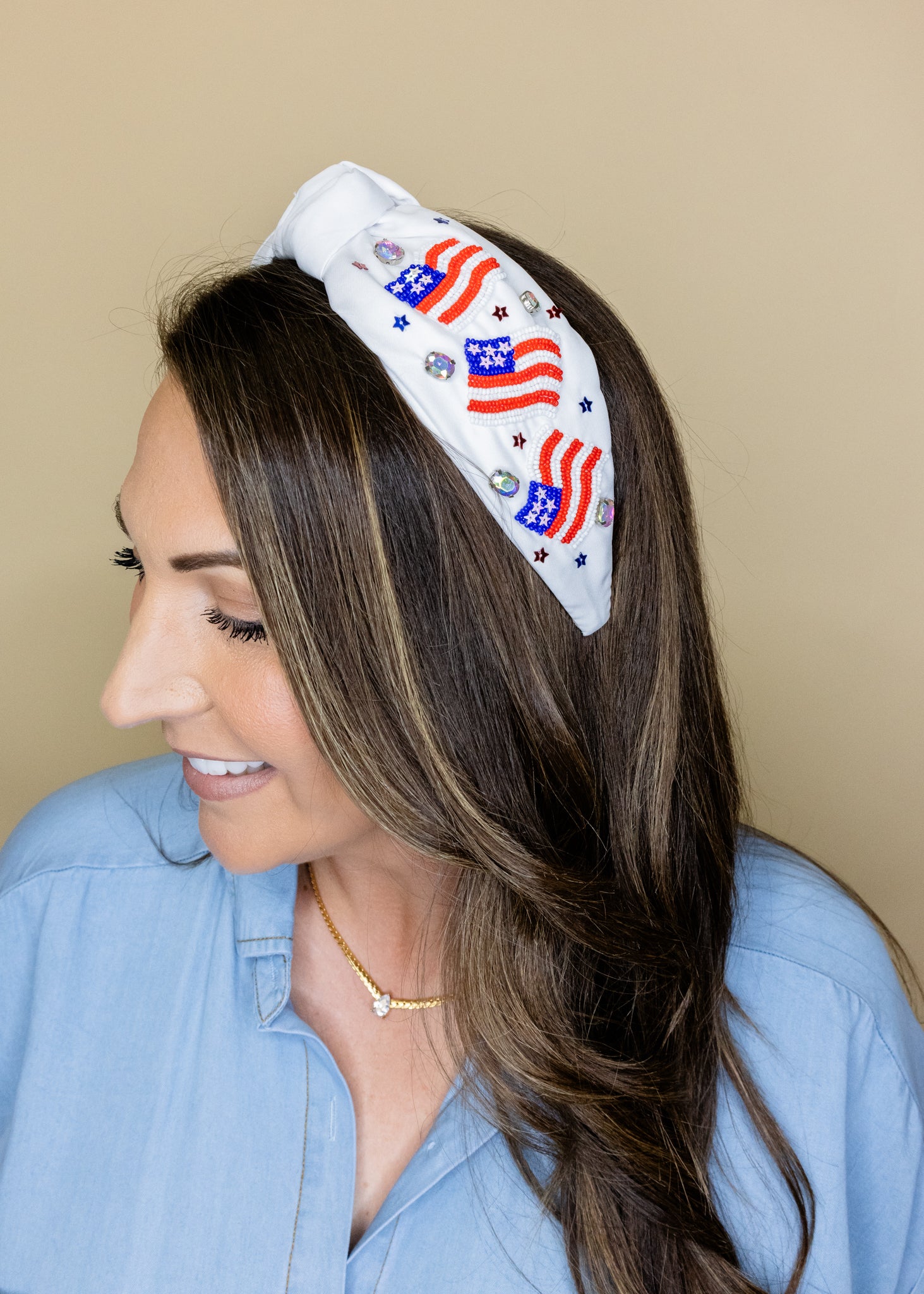 Beaded USA Flag Headband