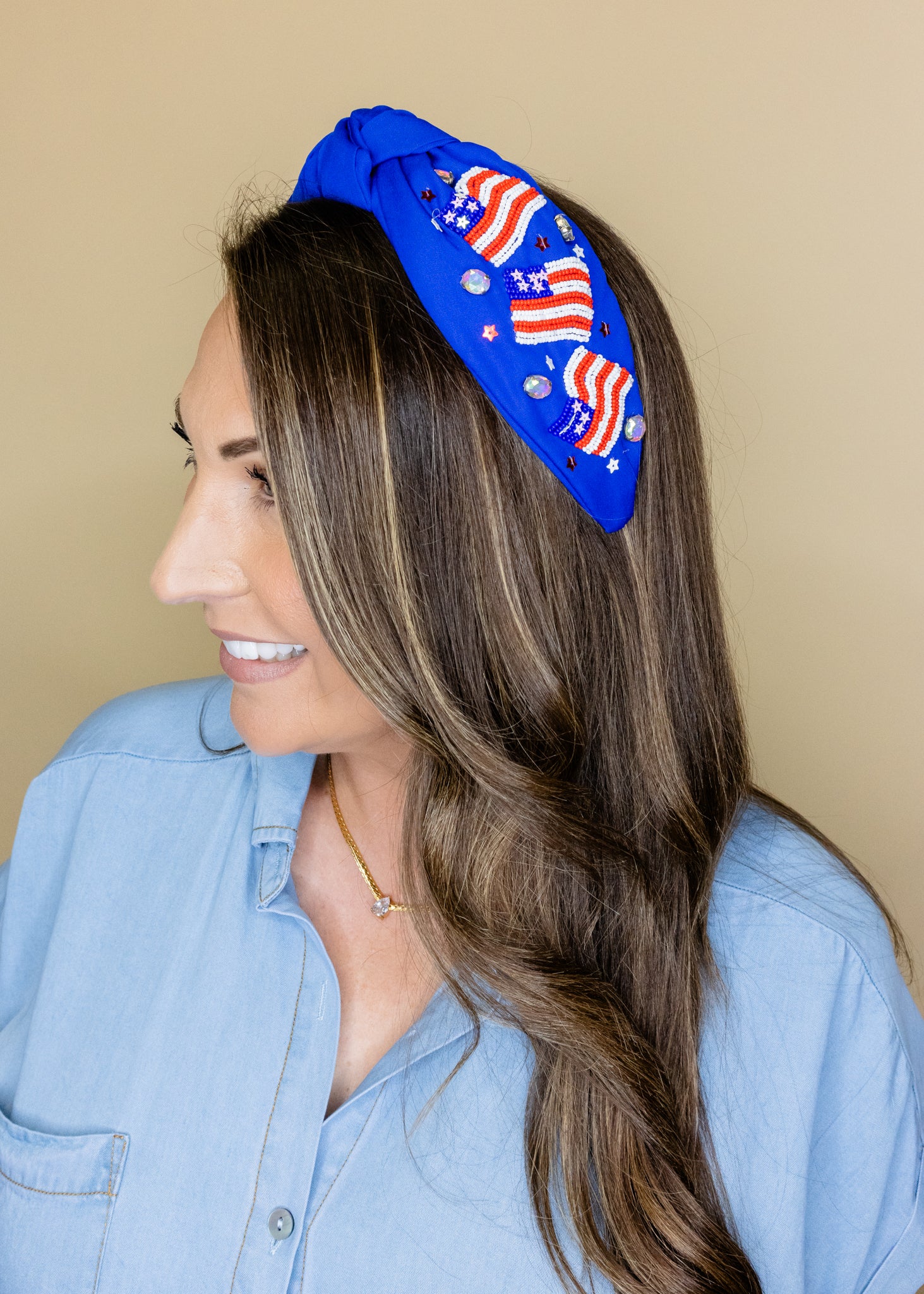 Beaded USA Flag Headband