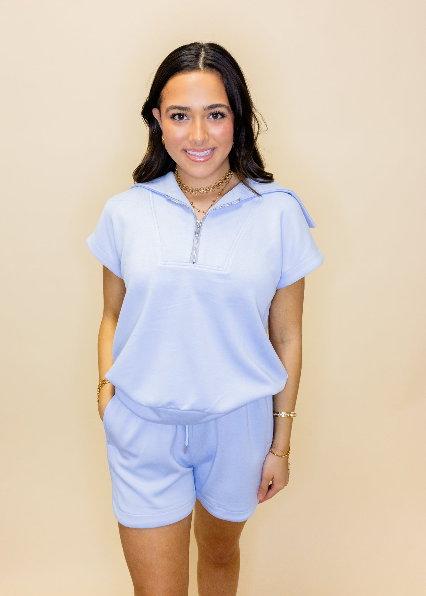 Periwinkle Scuba Shorts Set