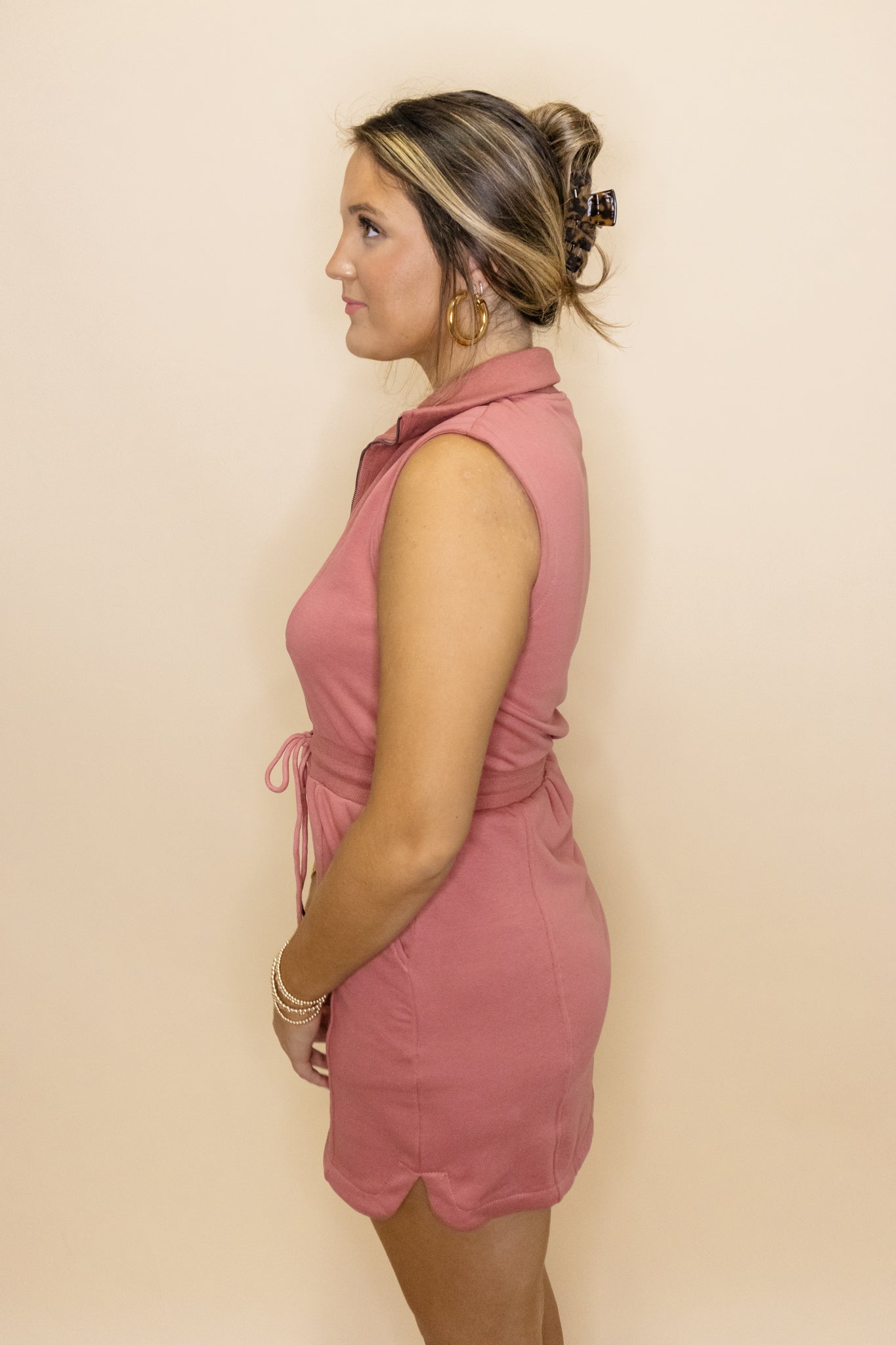 Rose Jersey Tie Waist Dress