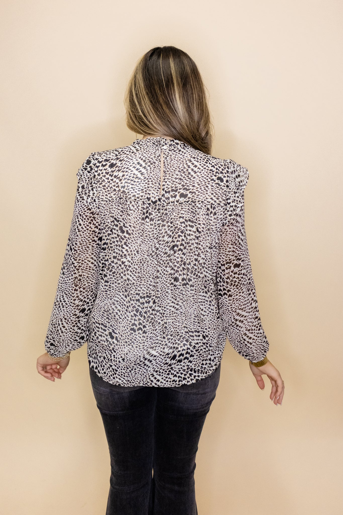 Leopard Chiffon Long Sleeve Top