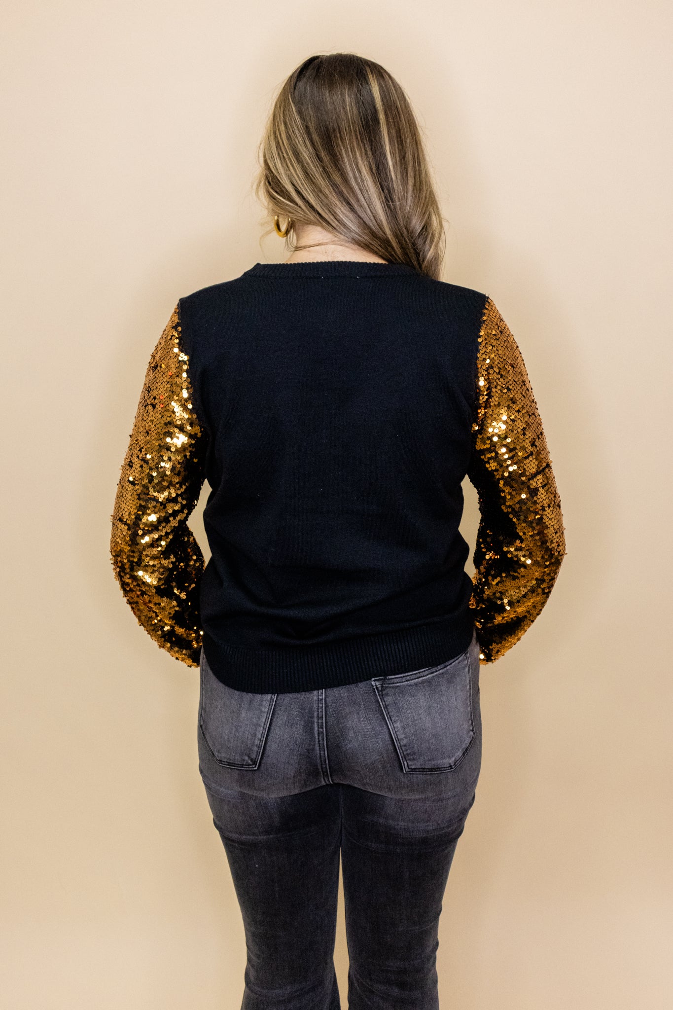 Gold Sequin Football Sweatshirt