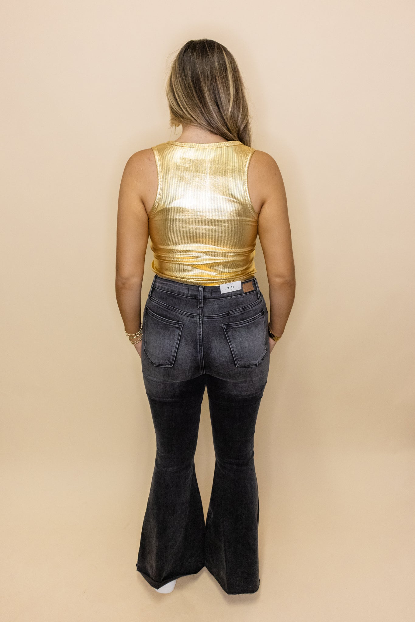 Gold Metallic Ribbed Tank