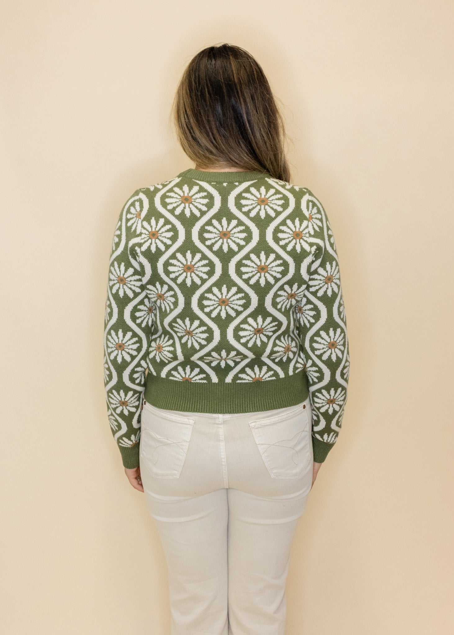 Olive Daisy Print Sweater